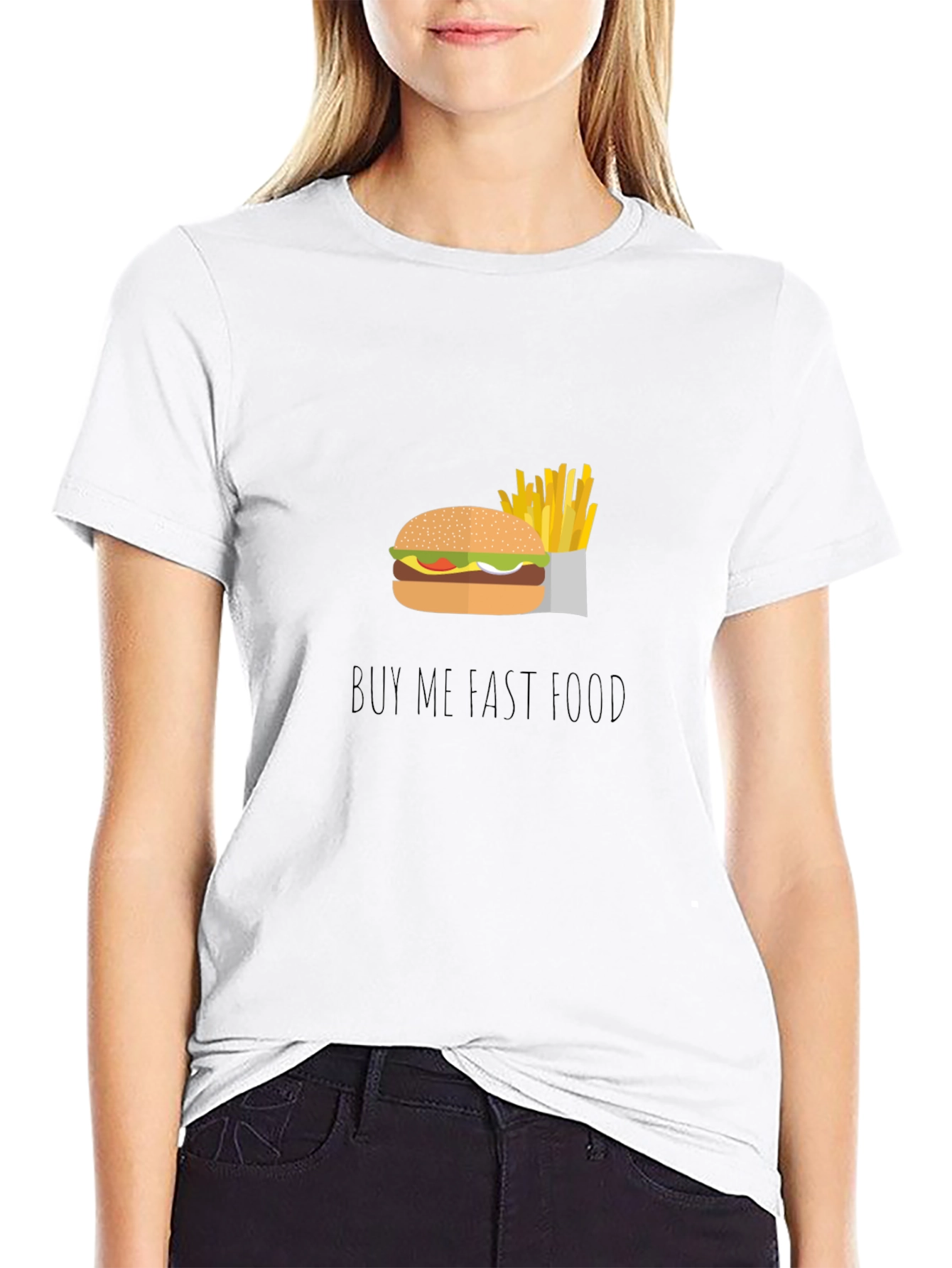Black Buy Me Fast Food Graphic Tee - Unisex Black T-Shirt view 9