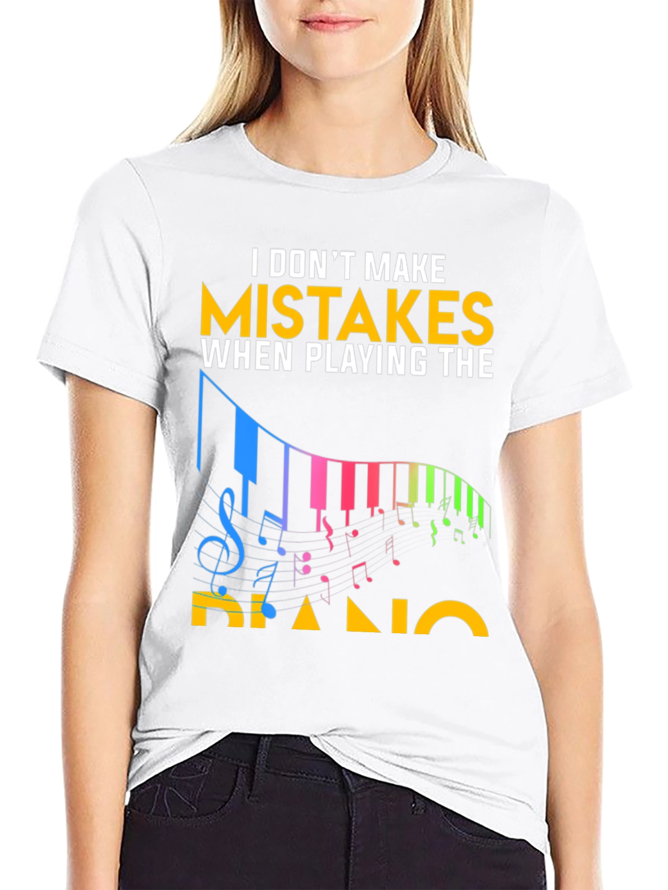 Black Funny Piano Player T-Shirt: No Mistakes! view 9
