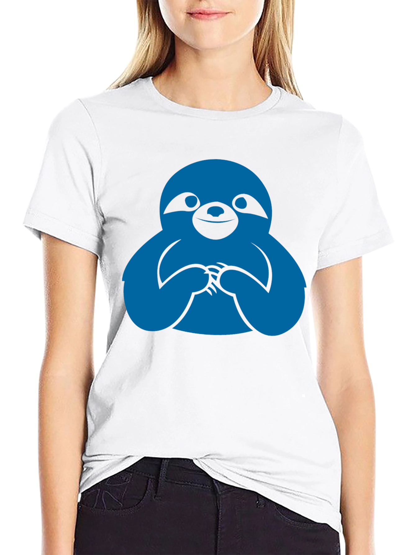 Black Sloth Graphic Tee - Black Crew Neck T-Shirt view 9