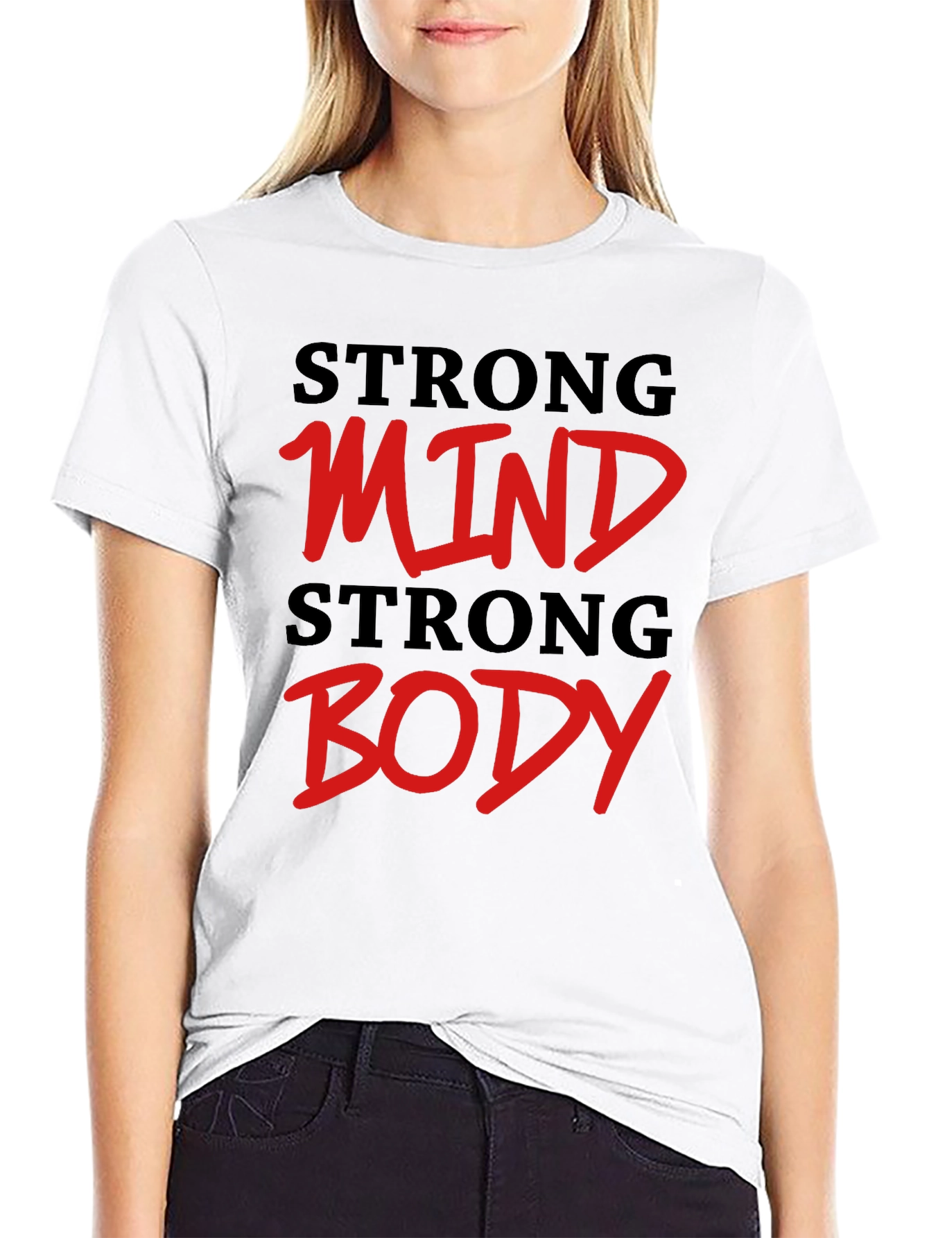 Black Strong Mind Strong Body Graphic Tee view 9