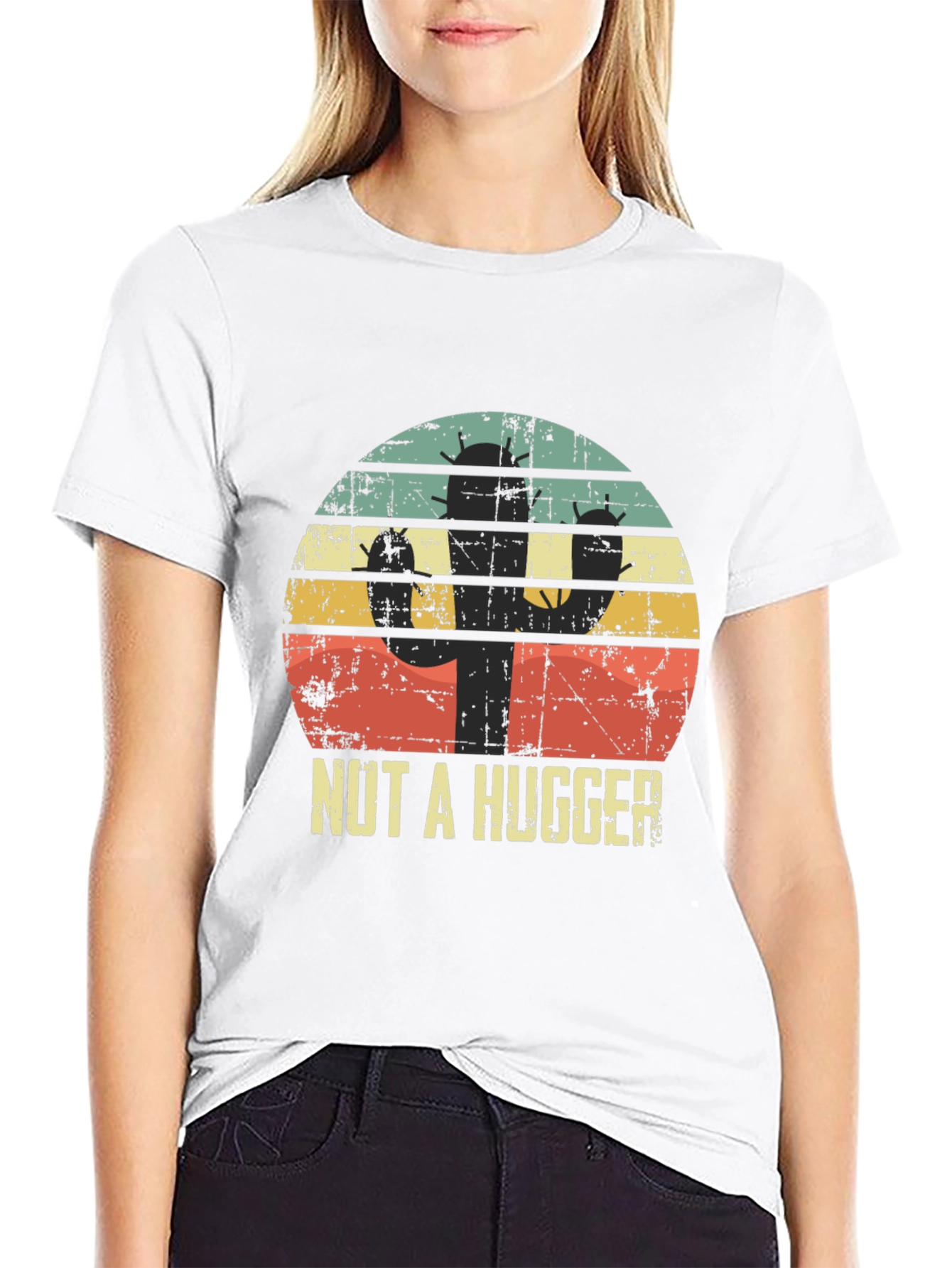 Black Cactus Humor Graphic Tee - "Nut A Hugger" view 9