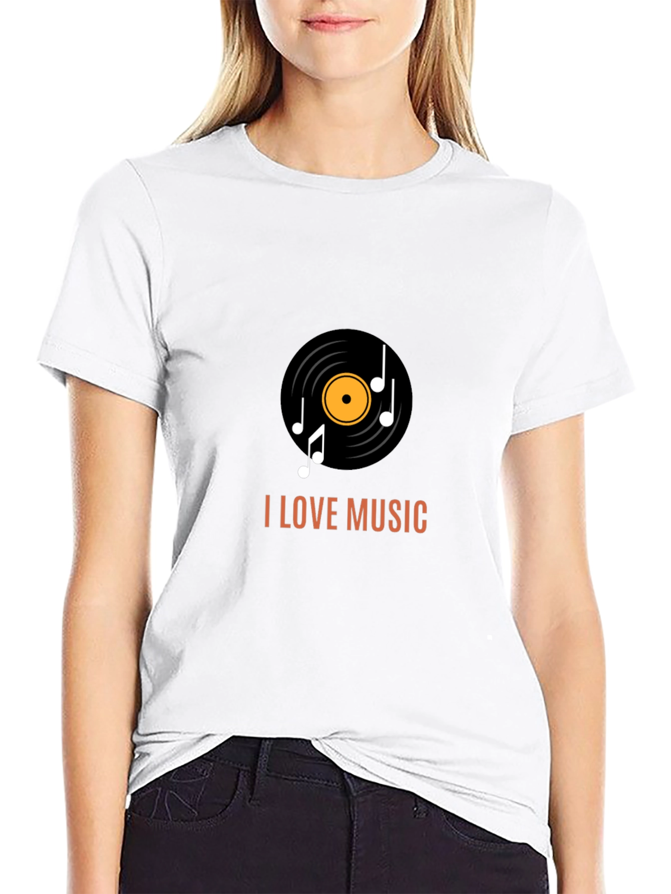 I Love Music Black Graphic Tee - 9