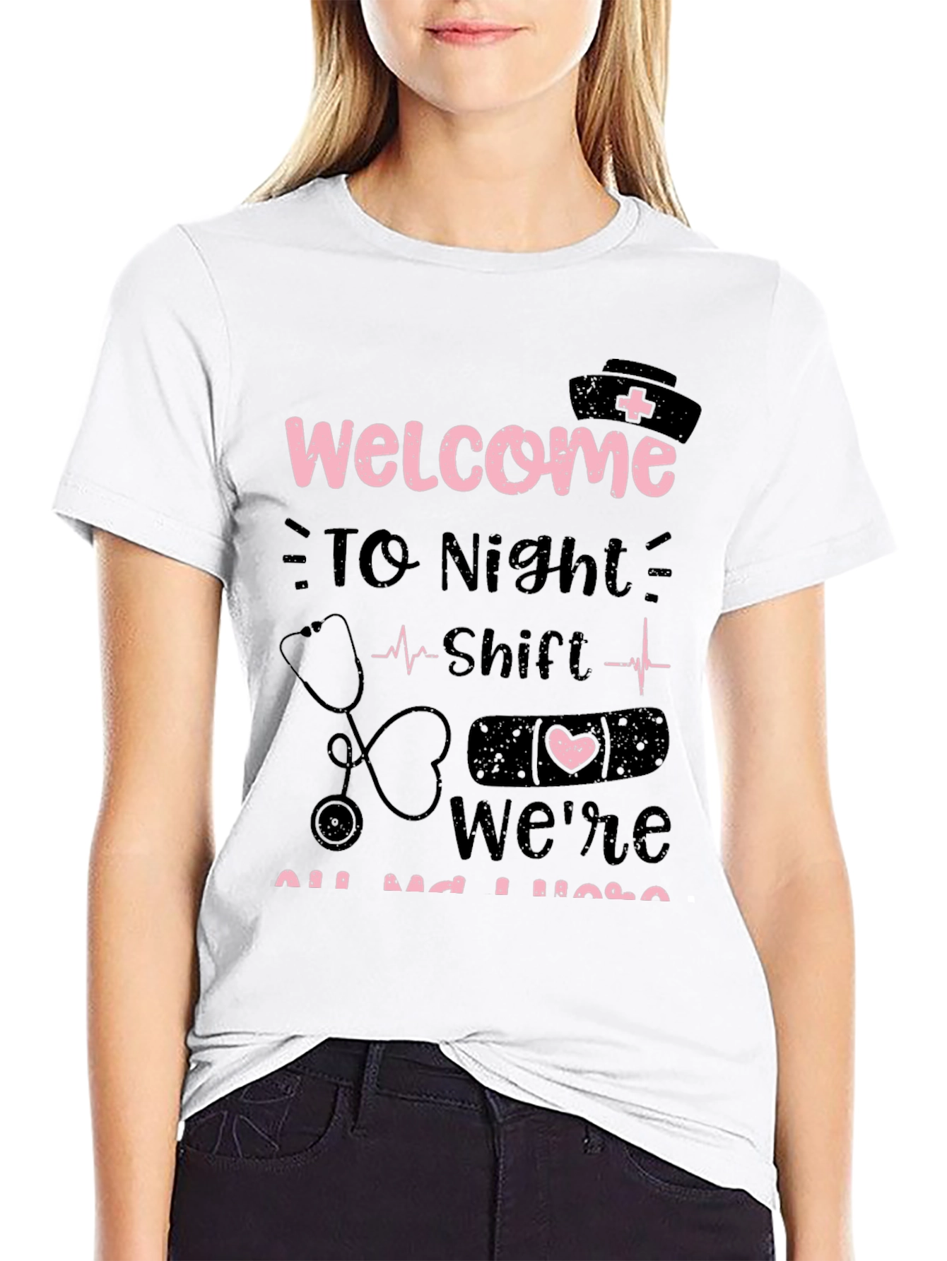 Black Night Shift Nurse Tee - Welcome Humor T-Shirt view 9