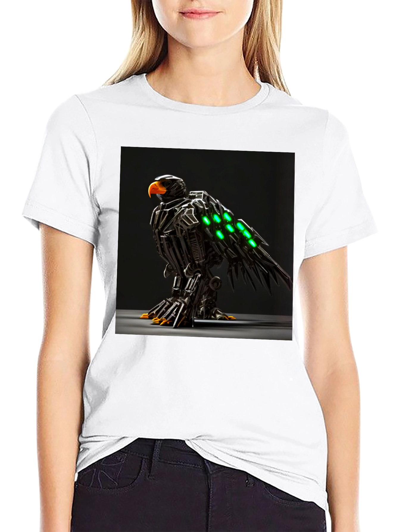 Black Robotic Eagle Graphic Tee - Bold Black view 9