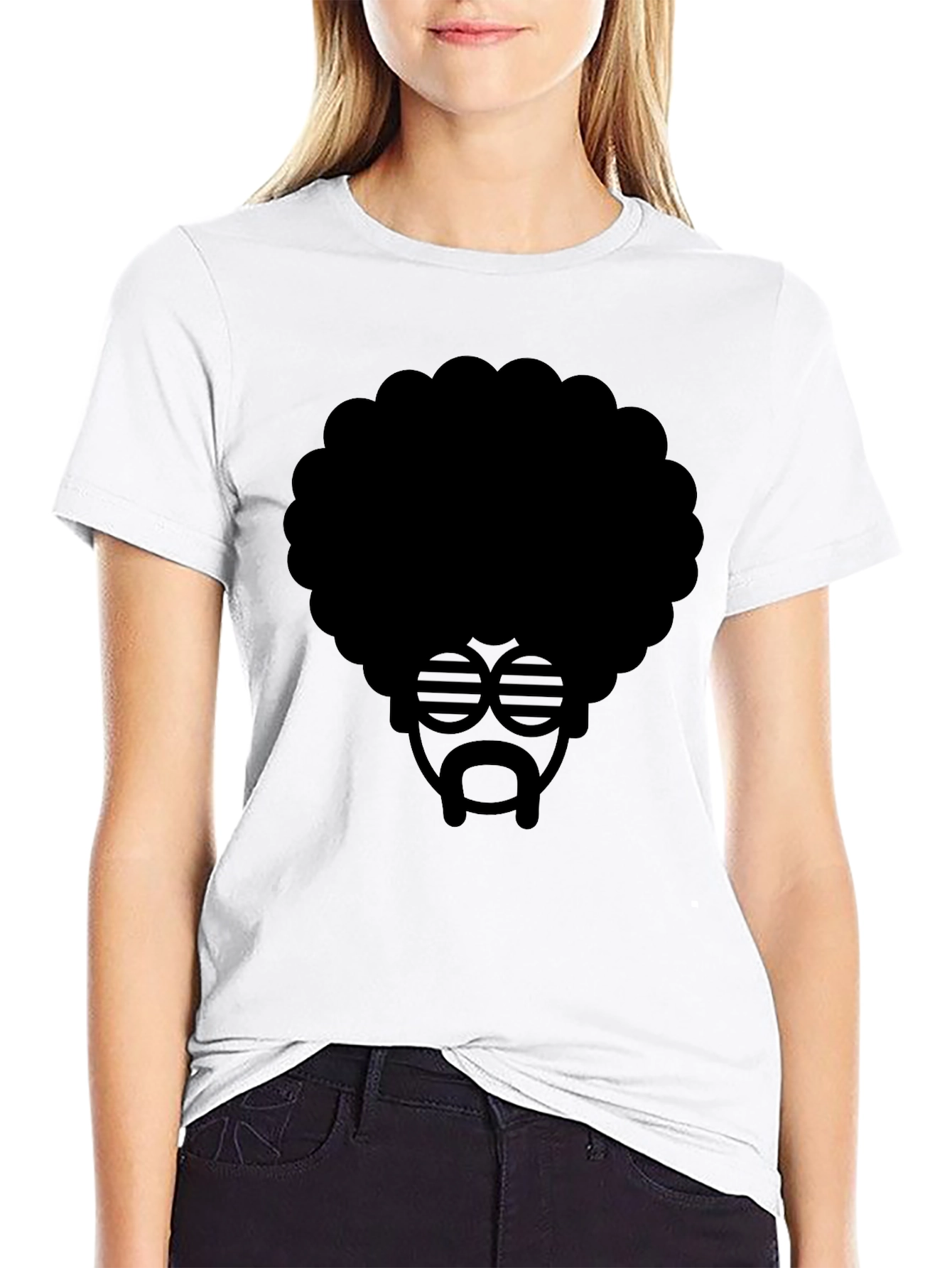 Black Retro Afro T-Shirt - Cool Graphic Tee view 9