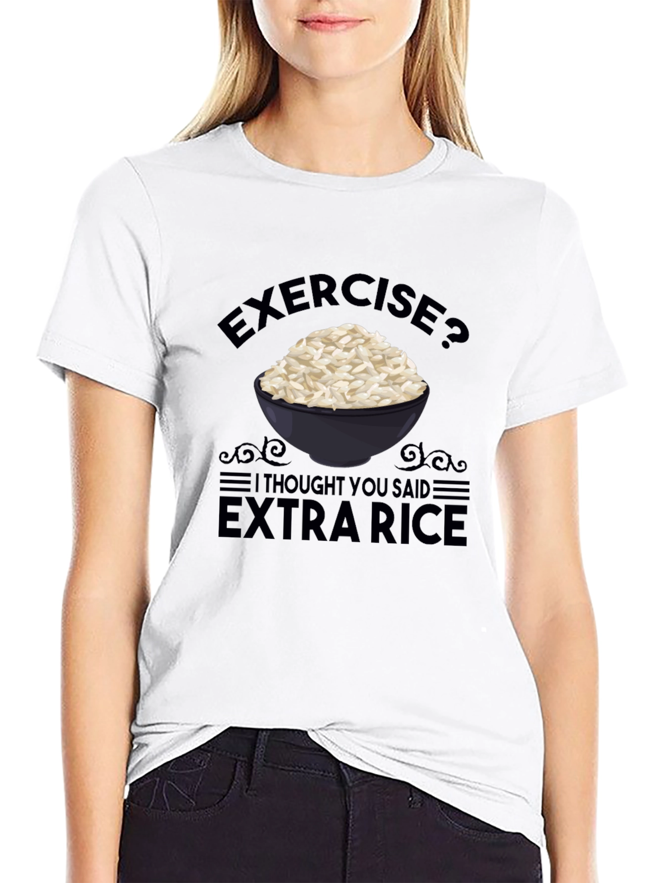 Black Exercise? Extra Rice Funny T-Shirt view 9