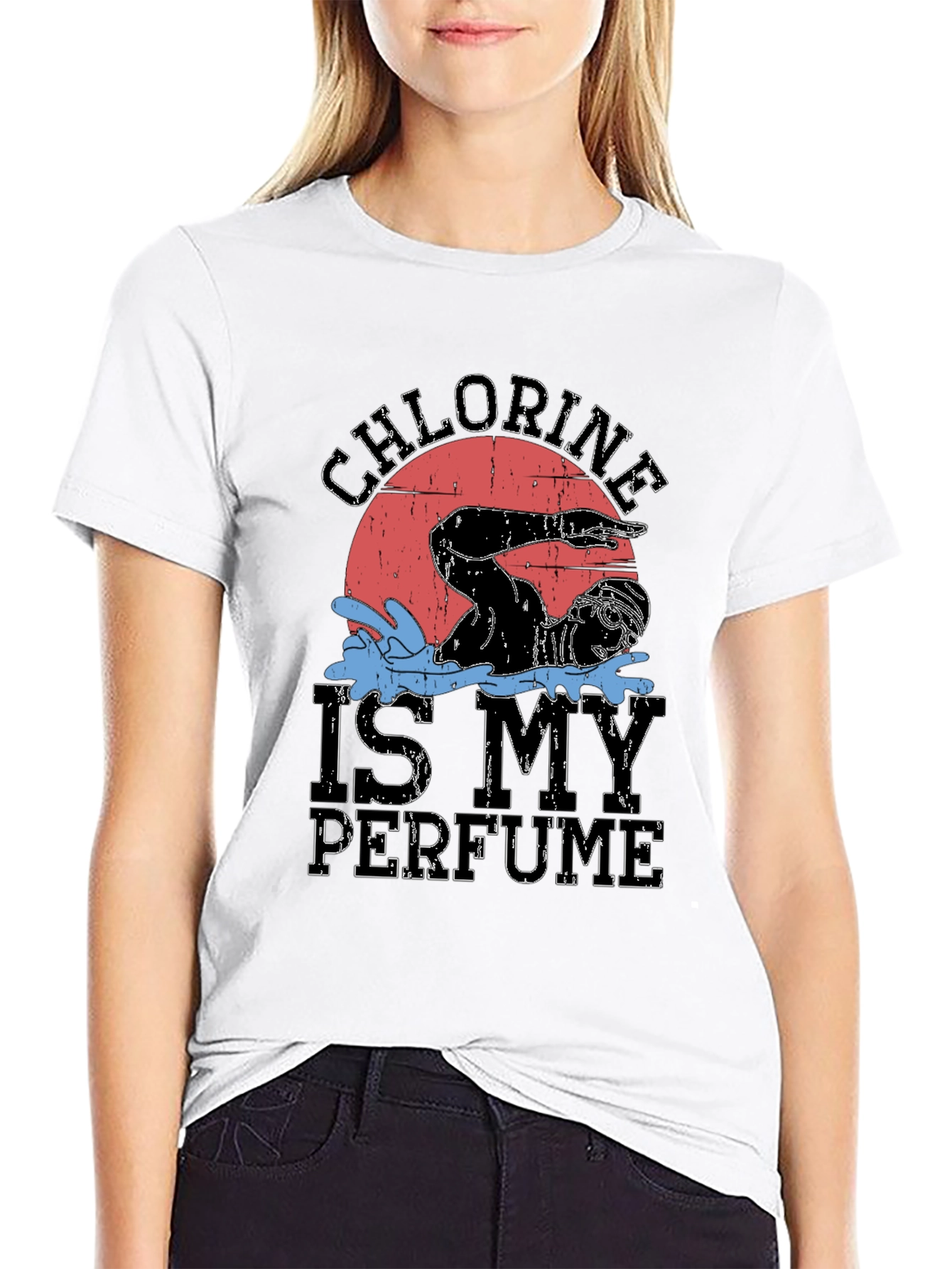 Black Chlorine is My Perfume Swimmer Graphic Tee view 9