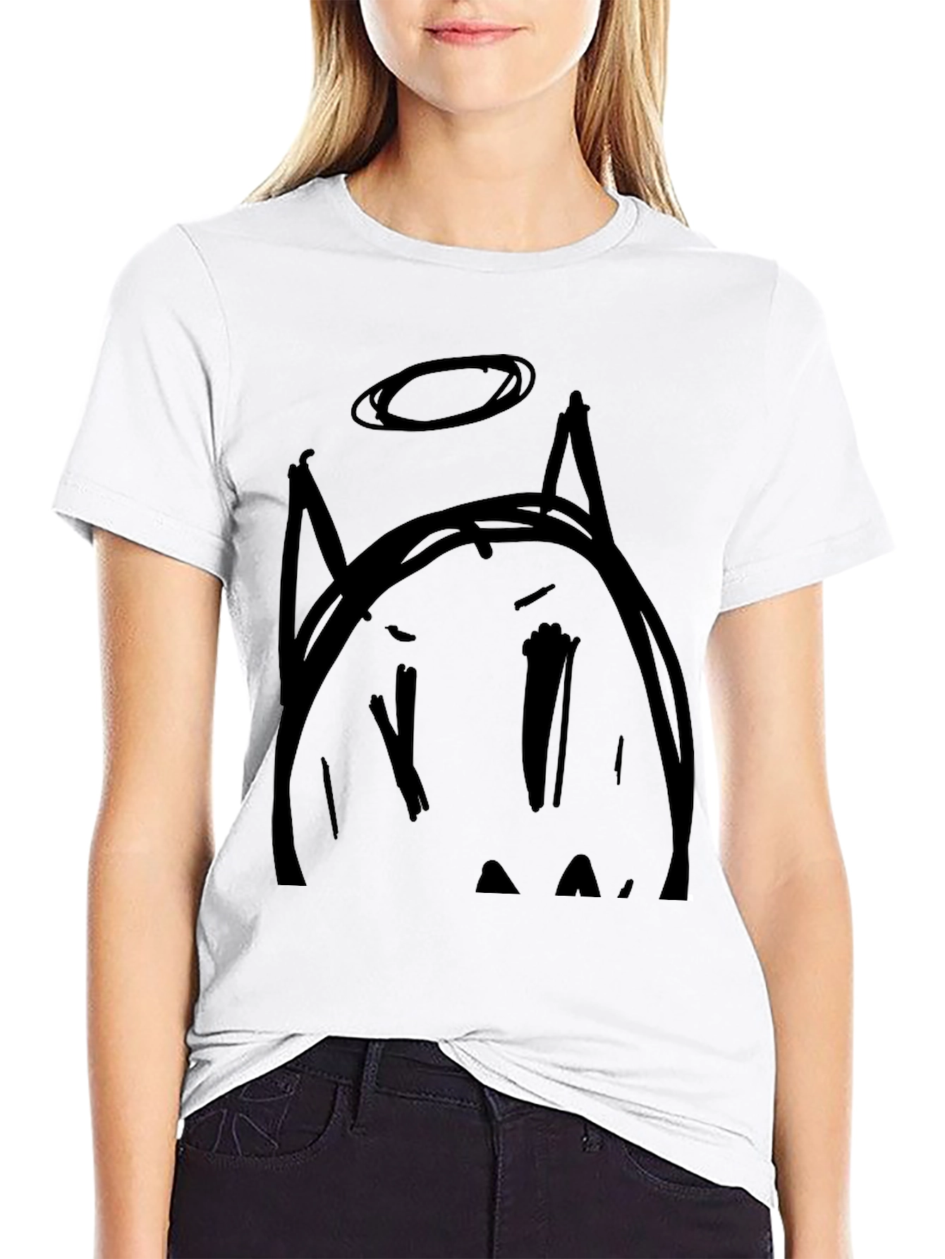 Black Devil Angel Graphic Tee - Black Cotton T-Shirt view 9