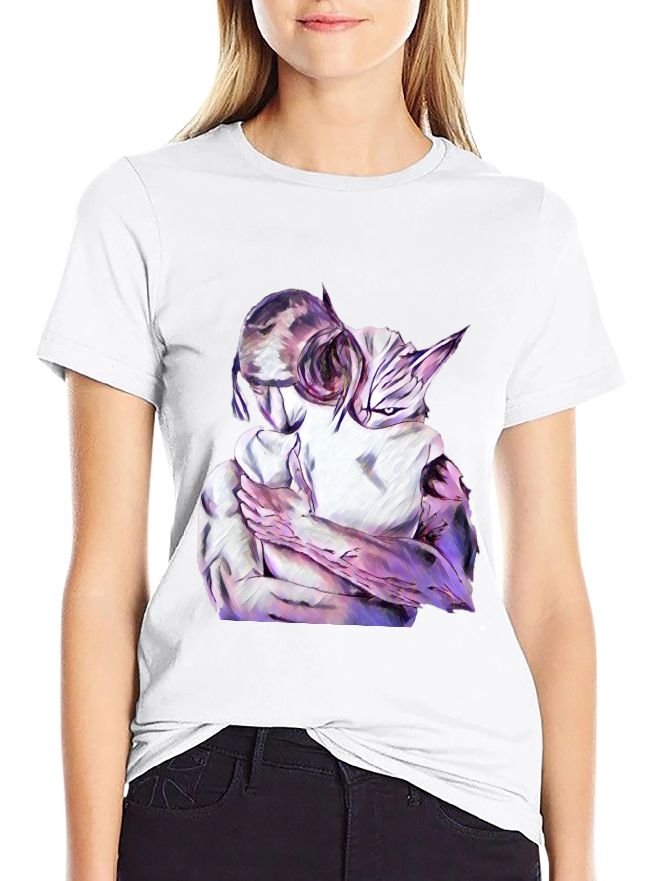 Black Abstract Hug Graphic Black T-Shirt view 9