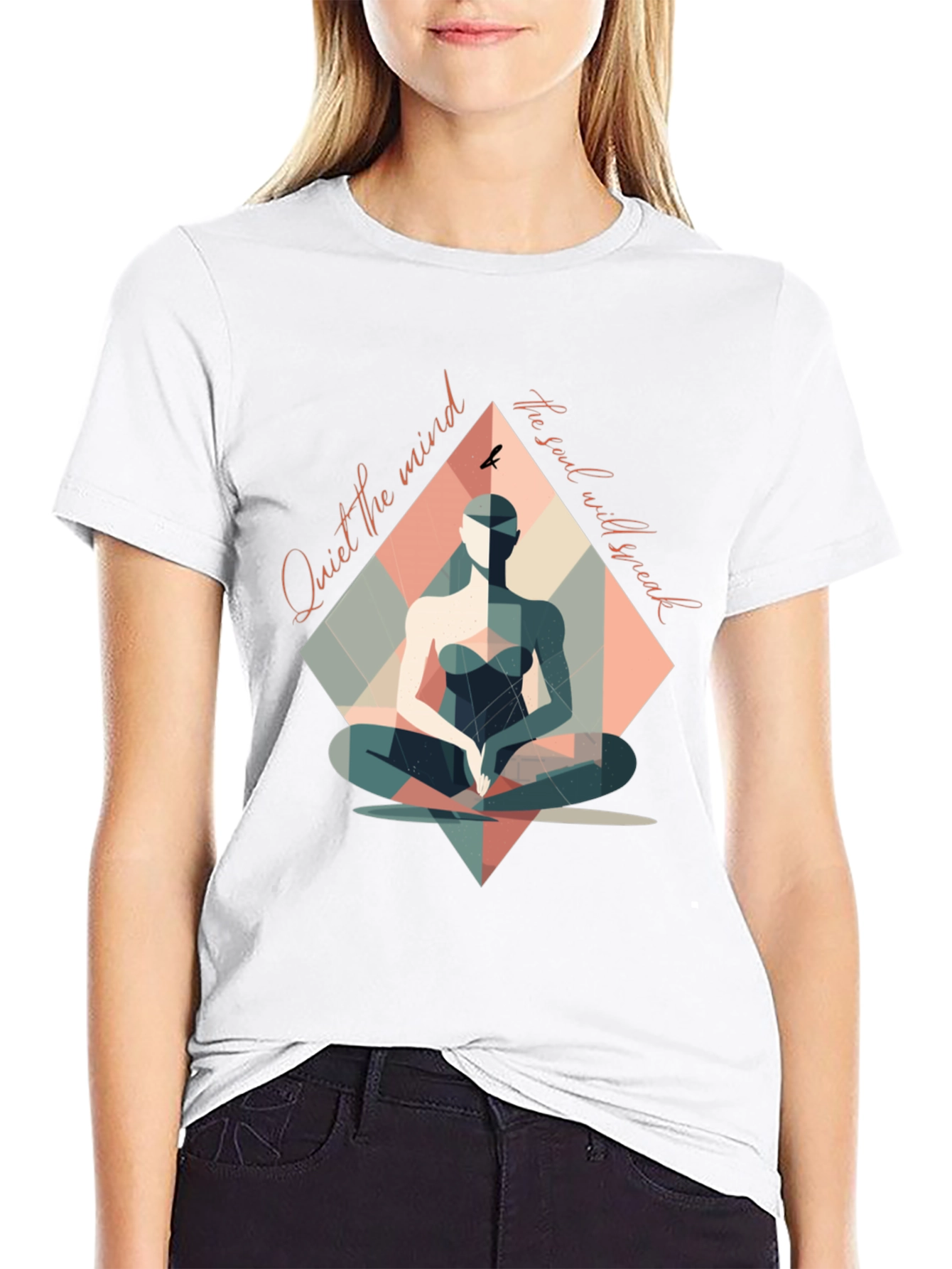 Black Mindful Meditation T-Shirt - Quiet the Mind, Speak the Soul view 9