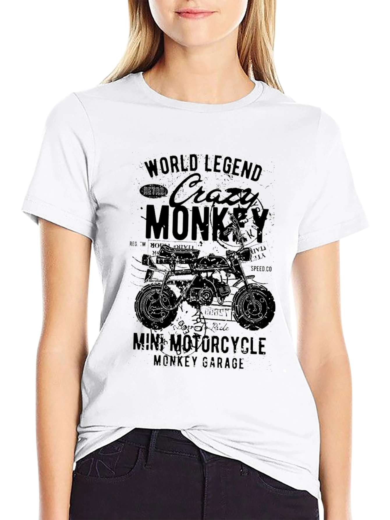Black Crazy Monkey Mini Motorcycle T-Shirt - Retro Garage Tee view 9