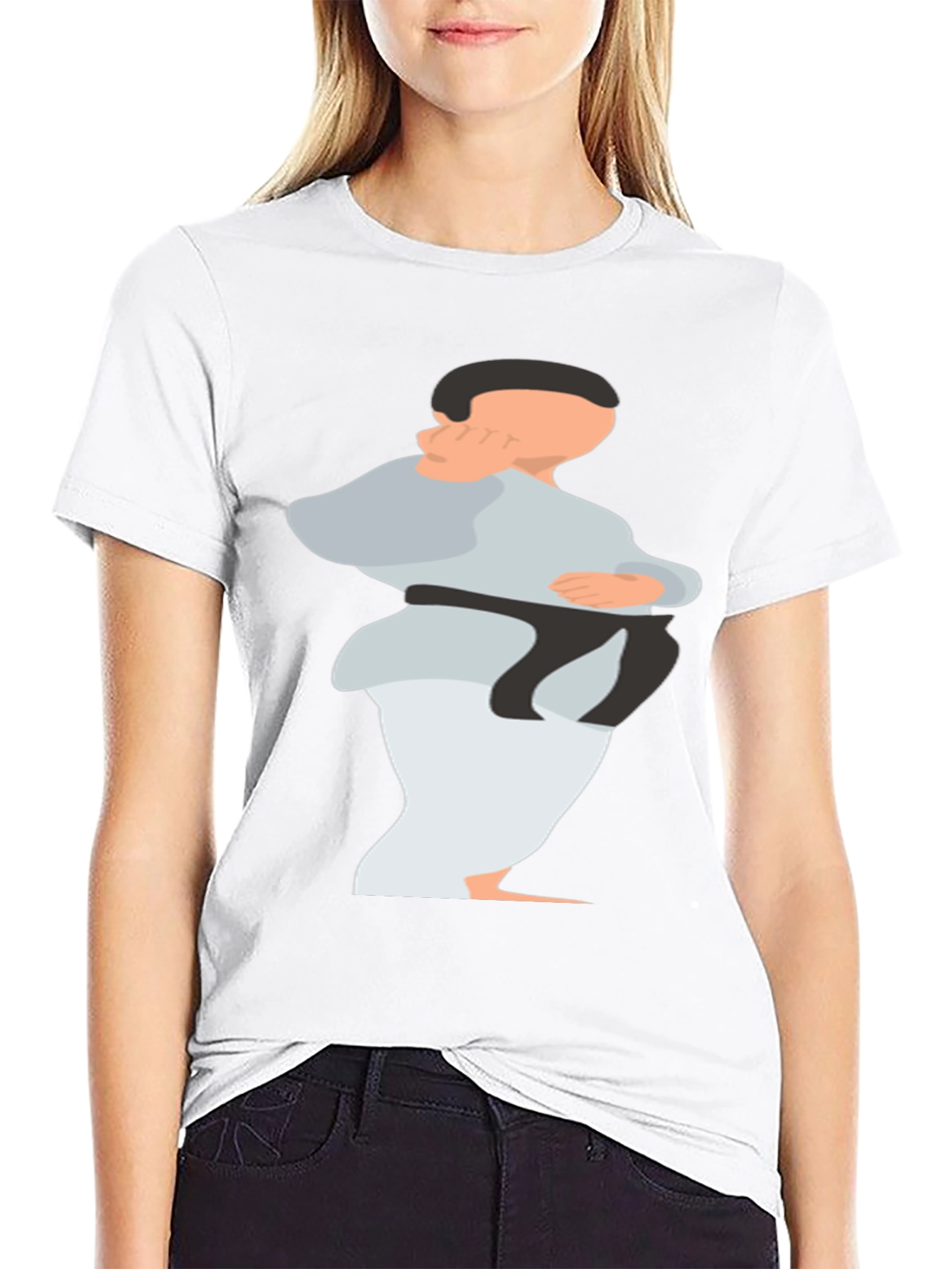 Black Karate Graphic T-Shirt - Black Cotton Blend view 9