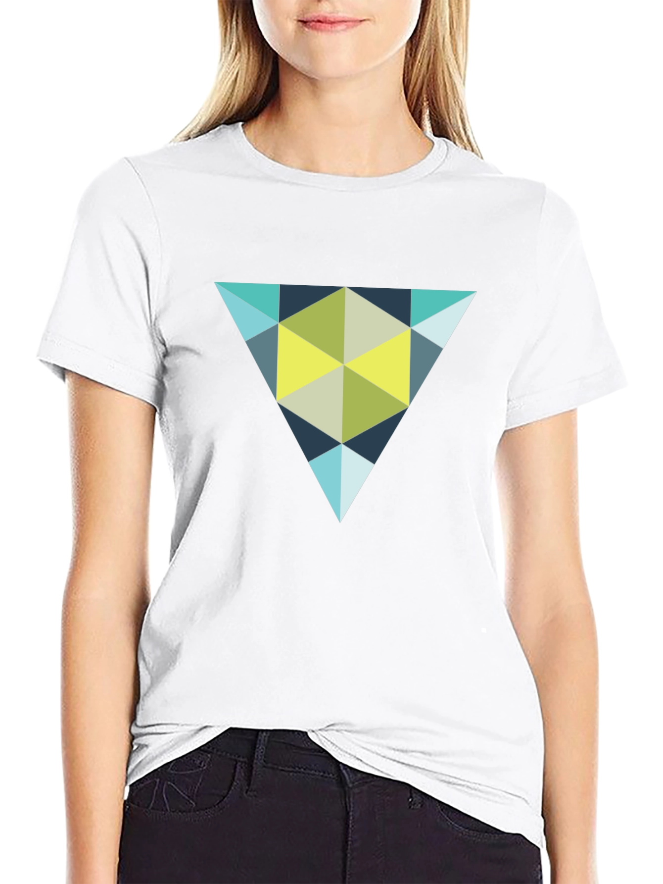 Black Geometric Triangle Tee - Modern Design view 9