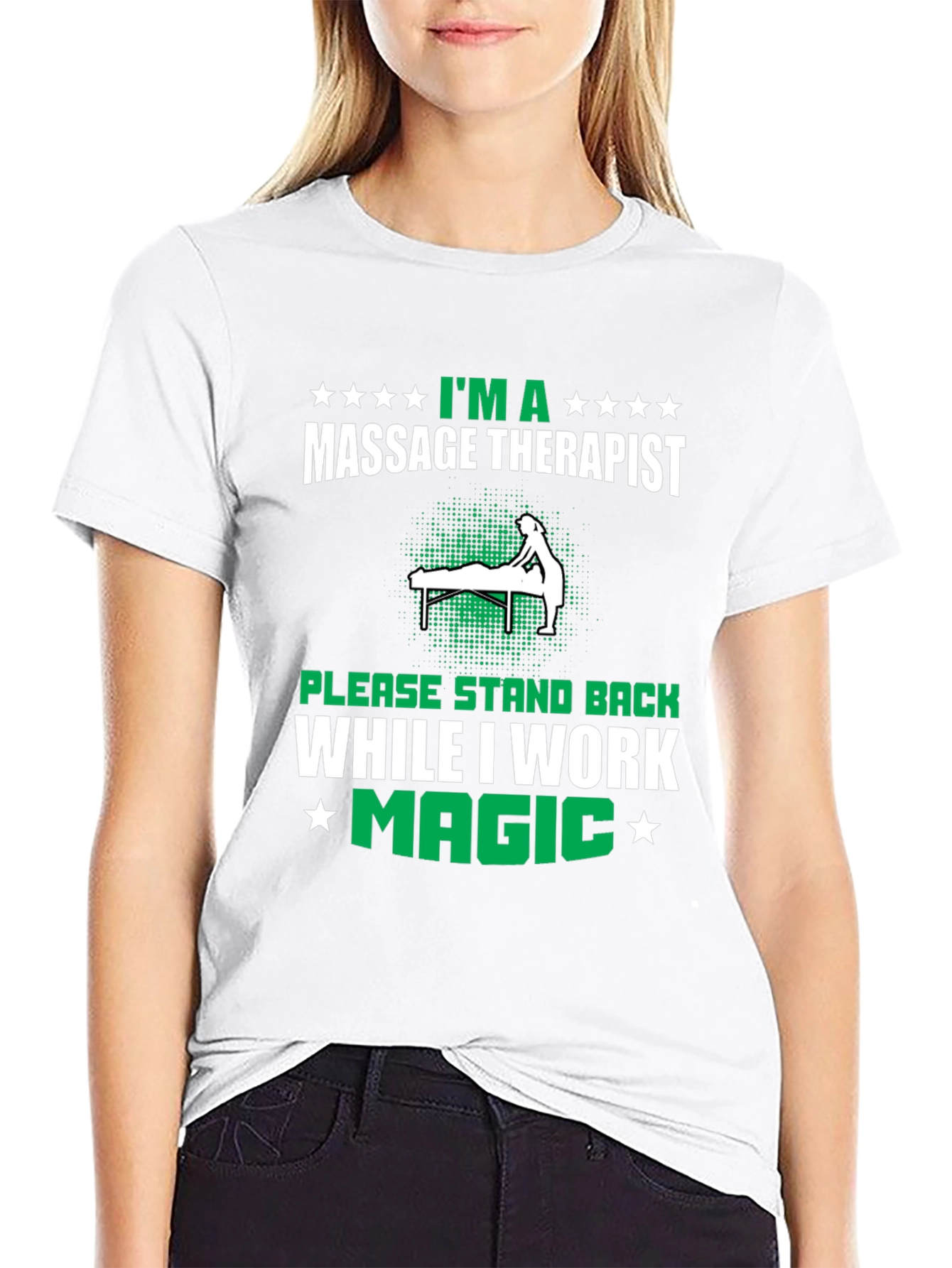 Black Massage Therapist T-Shirt - Work Magic view 9