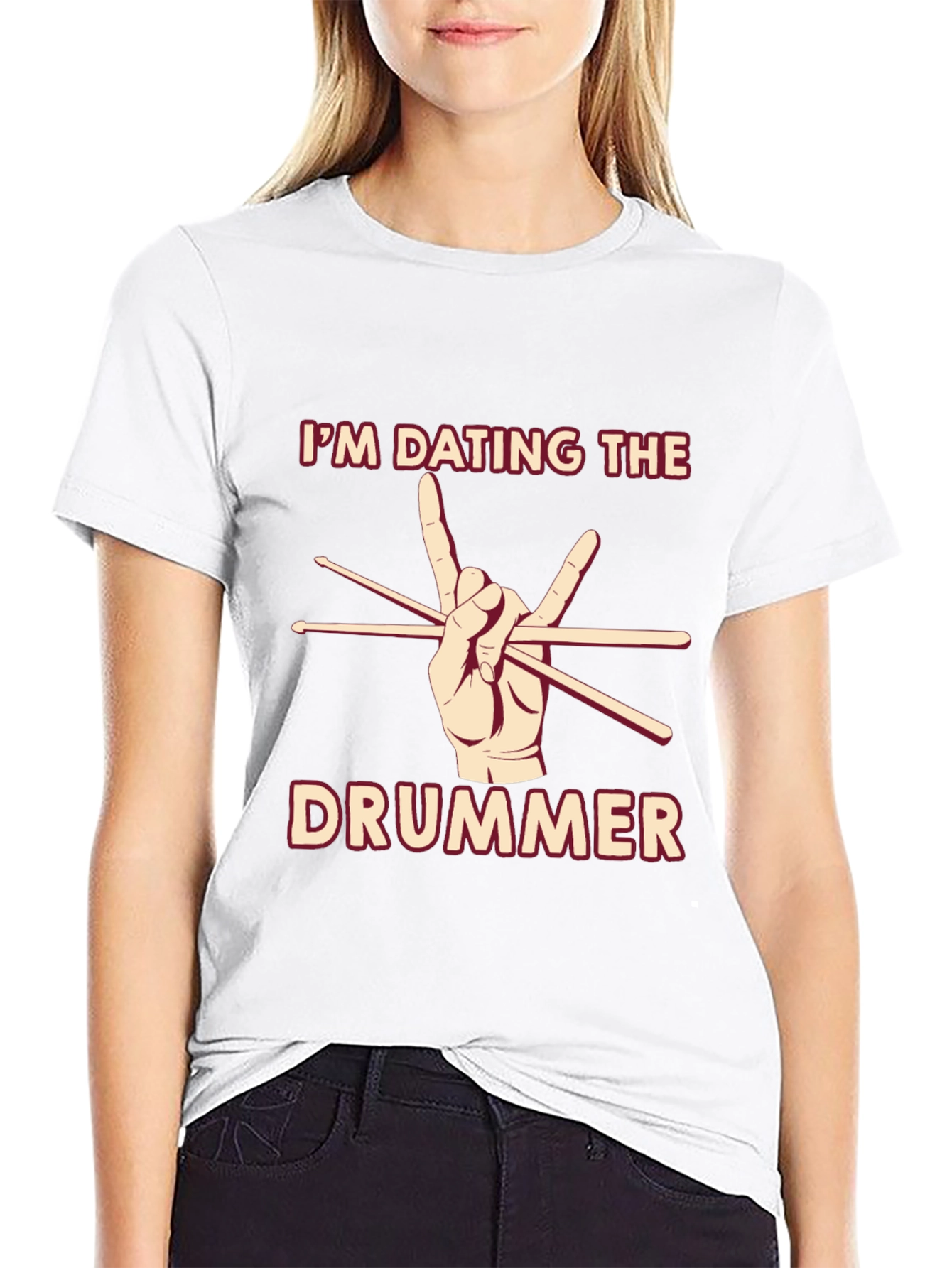 Black I'm Dating the Drummer T-Shirt view 9