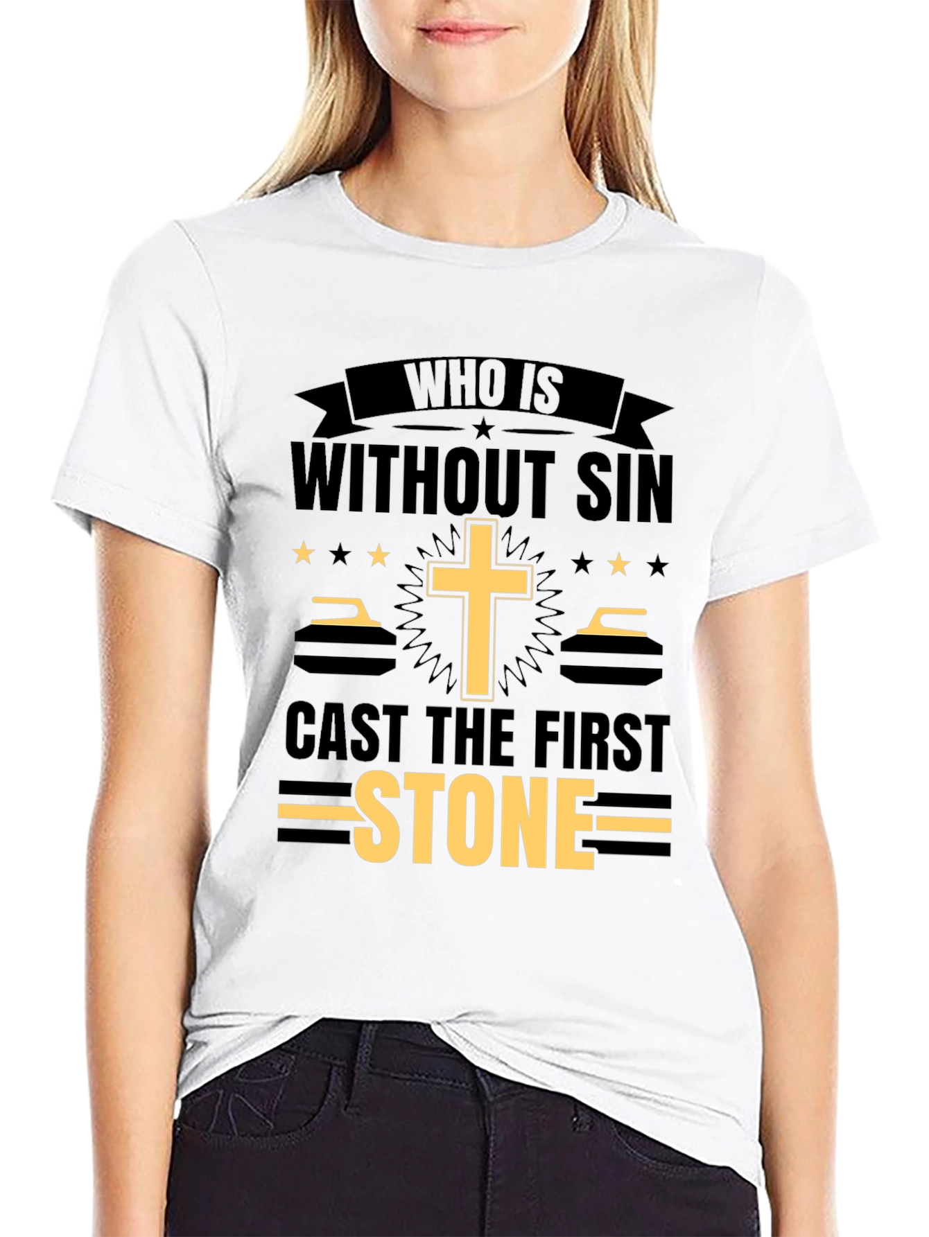 Black Who Is Without Sin T-Shirt view 9