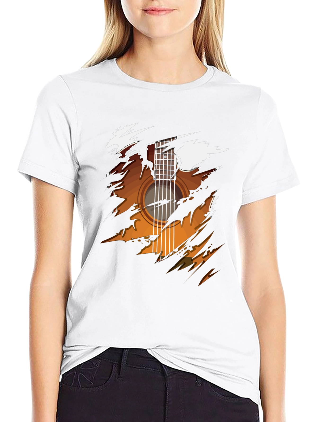 Black Guitar Graphic Black T-Shirt - Music Lover Tee view 9