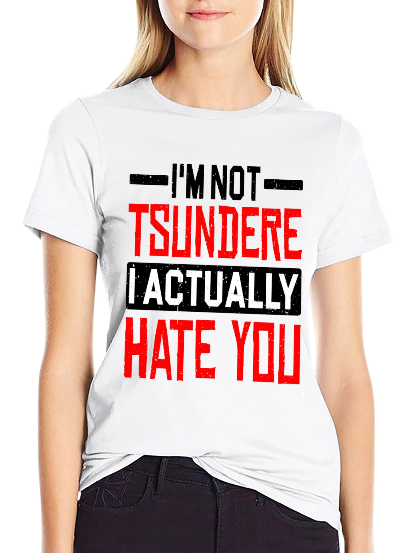Black I'm Not Tsundere Funny Graphic Tee view 9