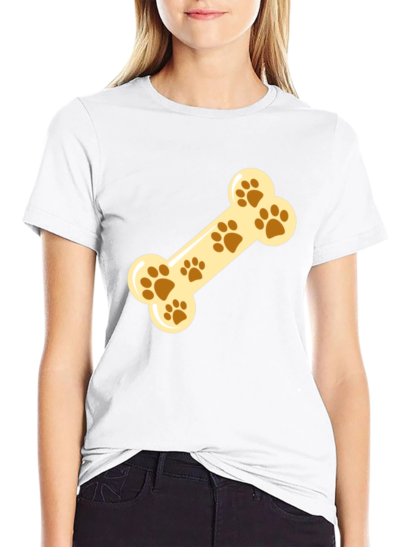 Black Paw Print Dog Bone Graphic Tee view 9