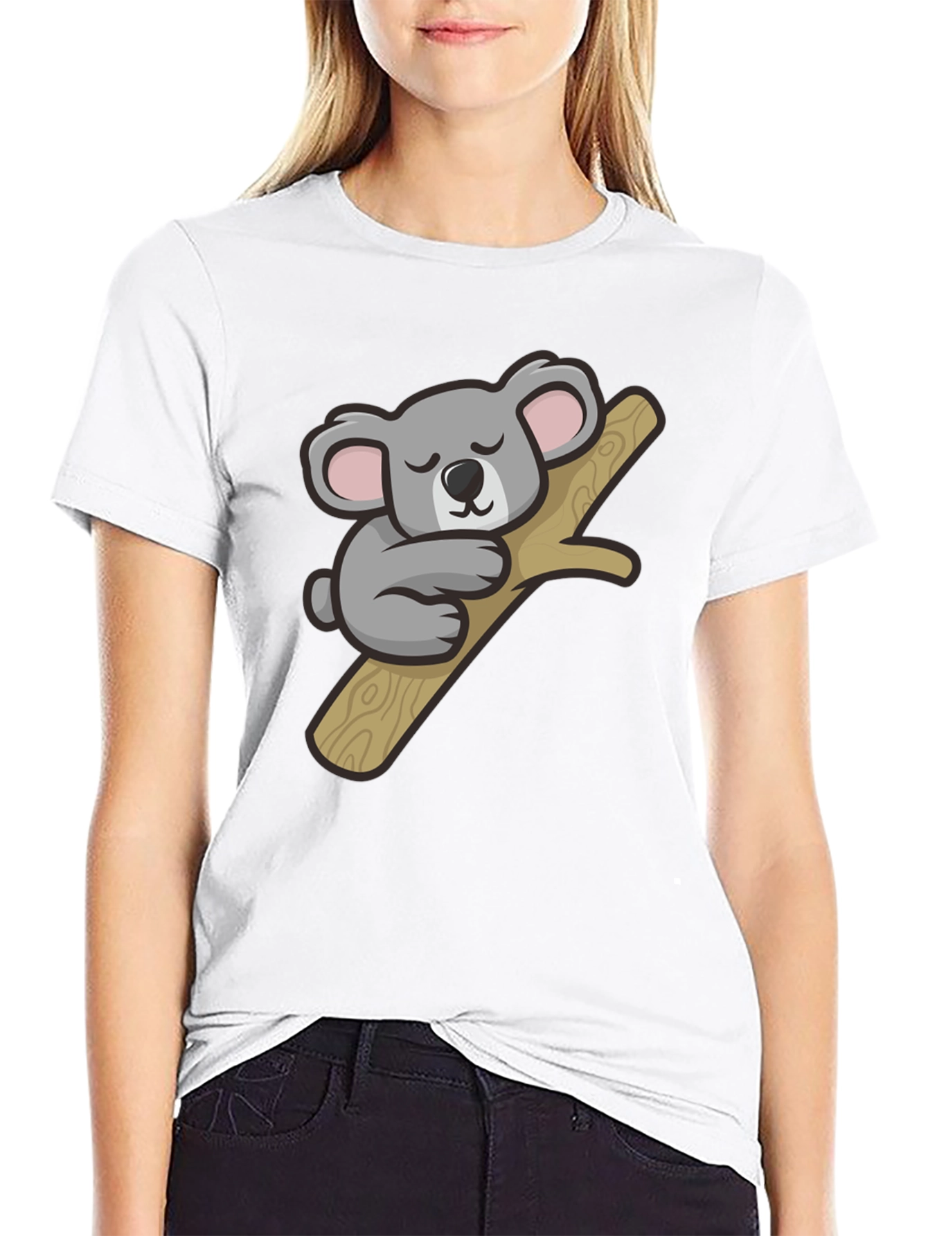 Black Cute Koala Graphic T-Shirt - Soft Cotton Tee view 9