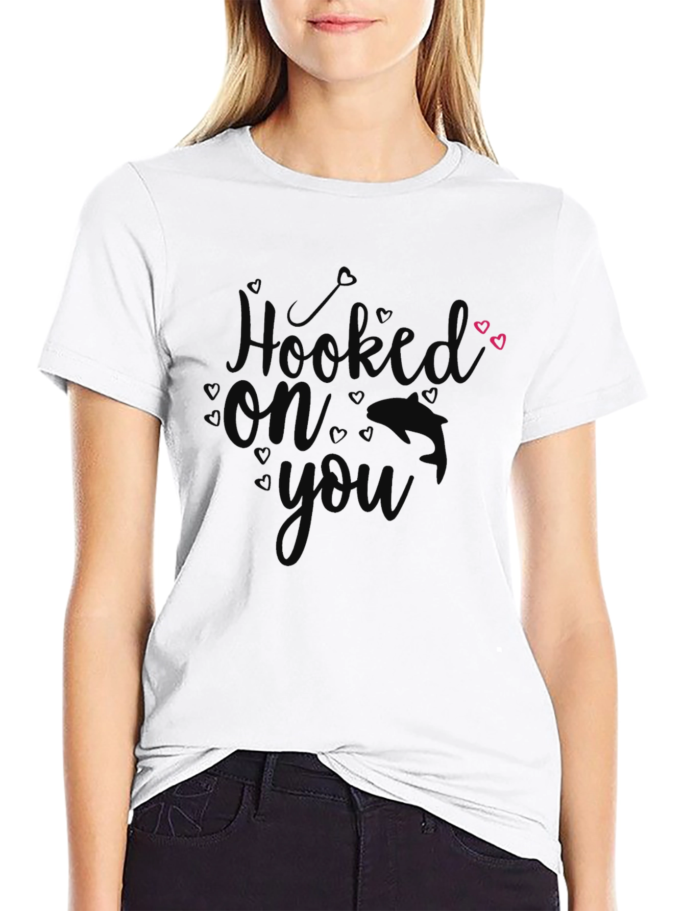 Black Hooked On You Graphic Tee - Black Cotton T-Shirt view 9