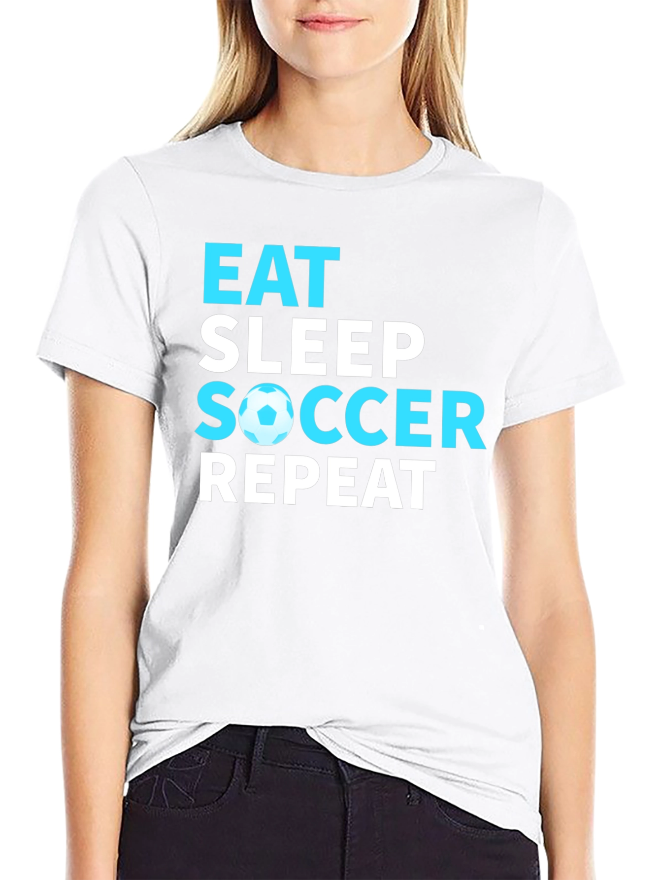 Black Eat Sleep Soccer Repeat Graphic T-Shirt view 9