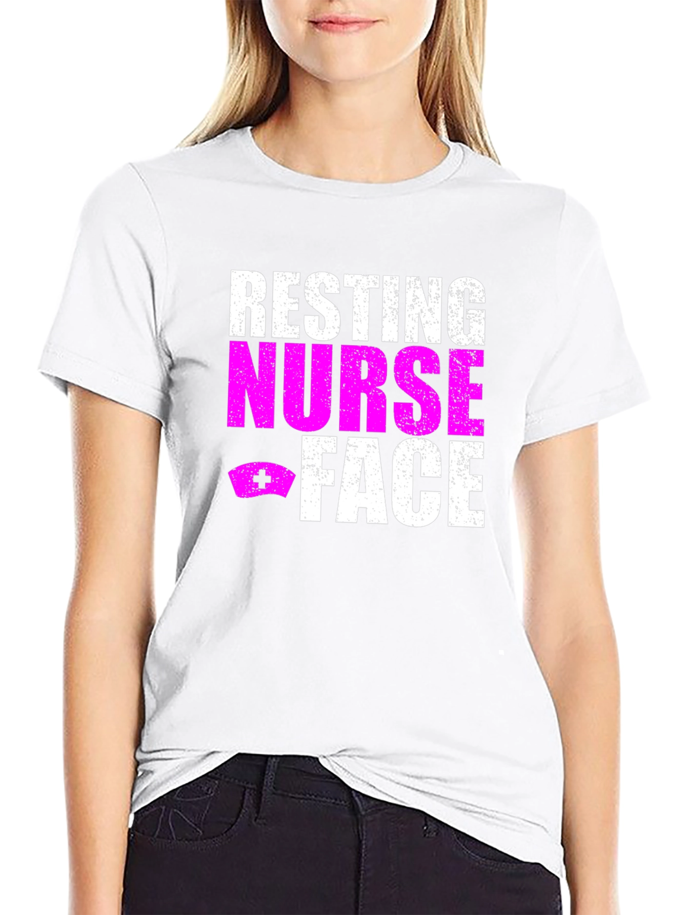 Black Resting Nurse Face Graphic T-Shirt view 9