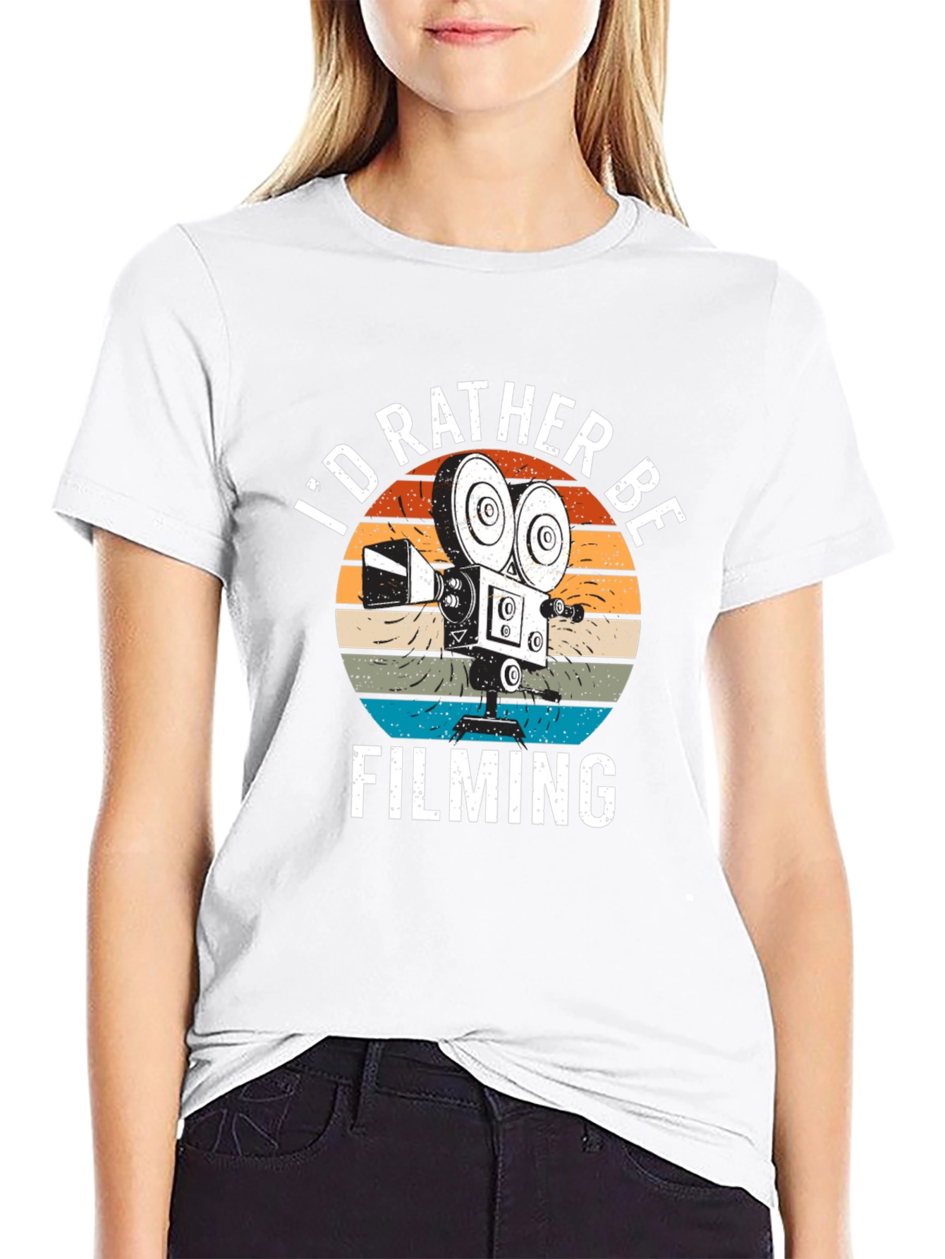 Black I'd Rather Be Filming T-Shirt | Movie Lover Gift view 9