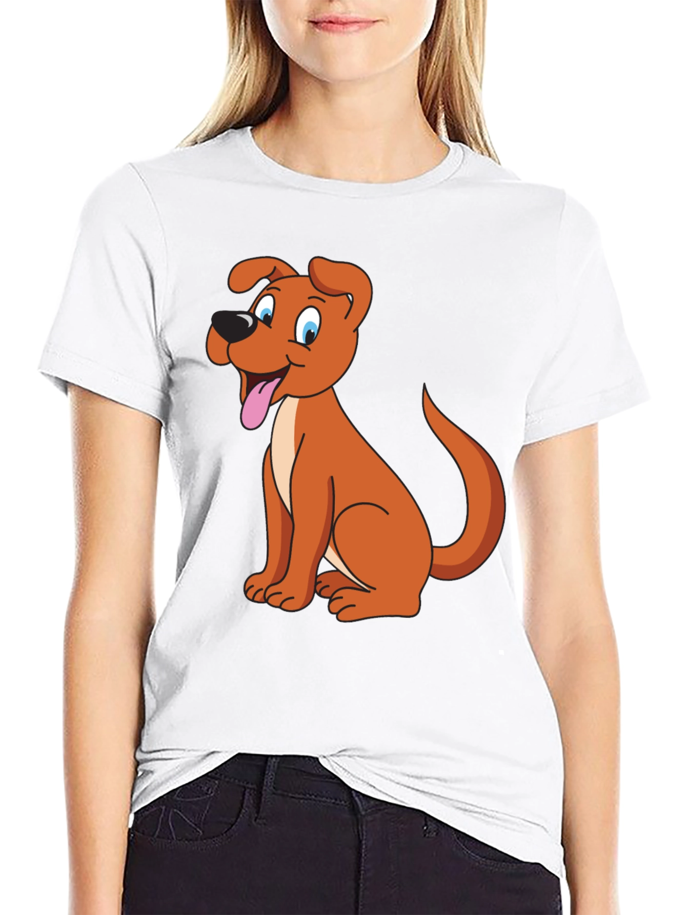Black Cartoon Dog Graphic Tee - Black view 9