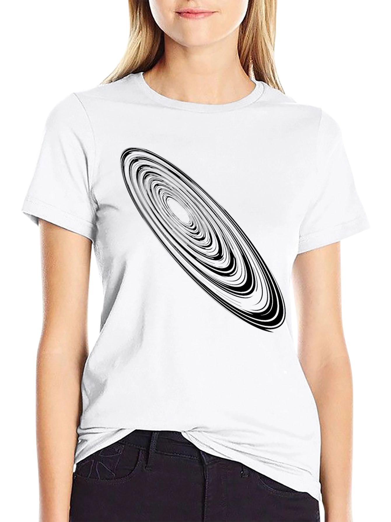 Black Saturn Rings Graphic Tee - Unique Space Design view 9