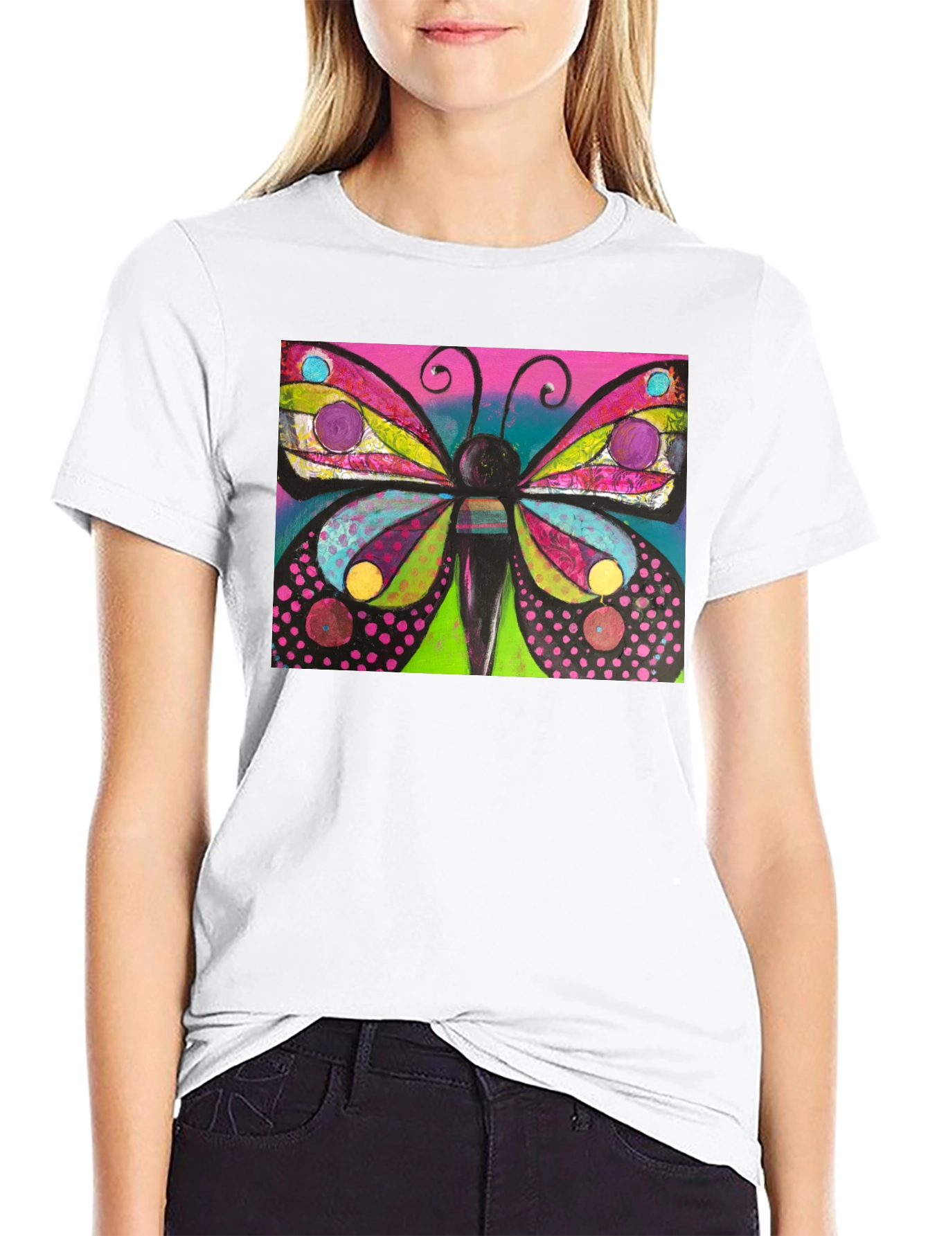 Black Butterfly Art Print Black T-Shirt view 9