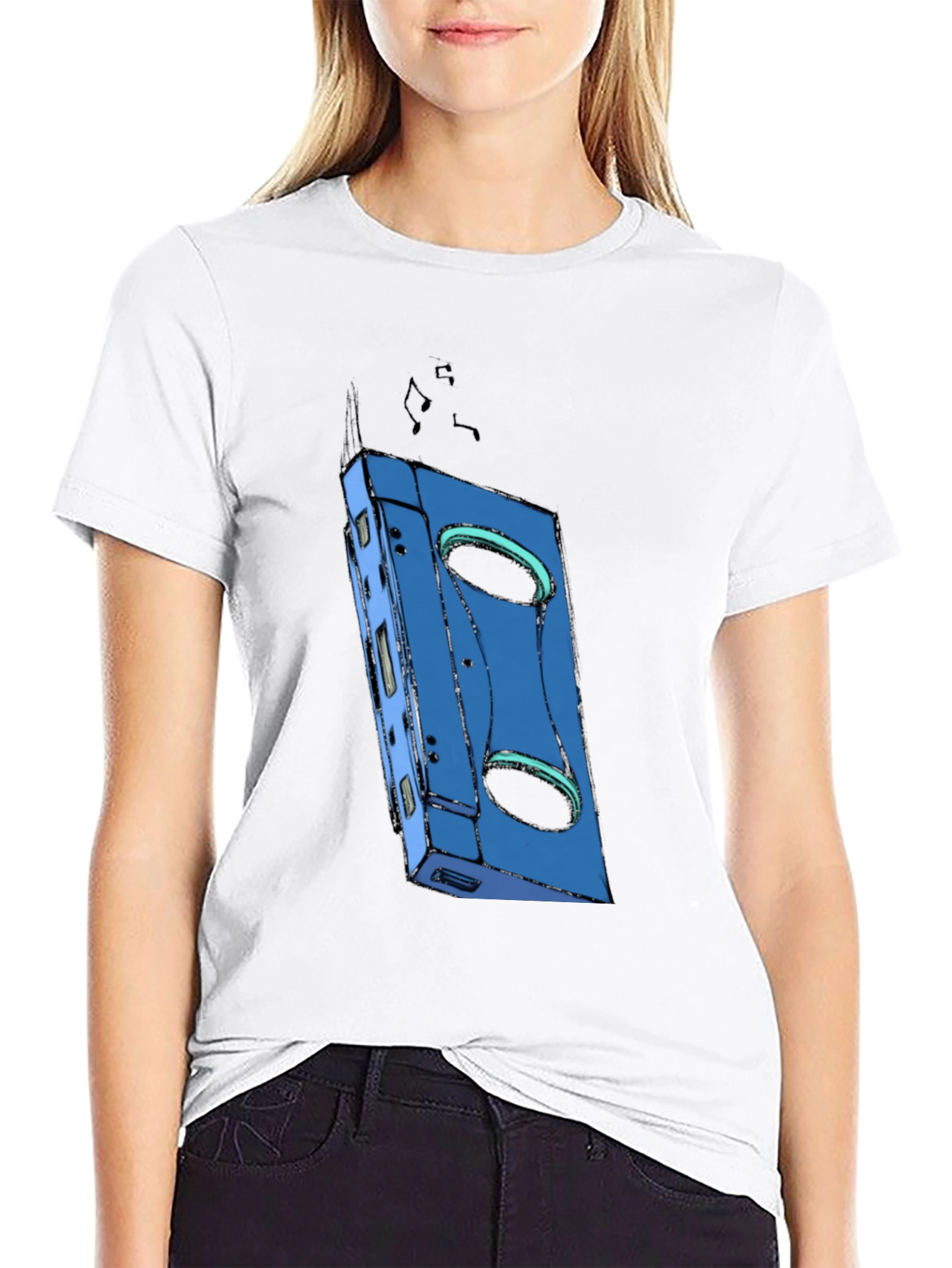 Black Retro Cassette Tape Graphic T-Shirt - Music Lover Tee view 9