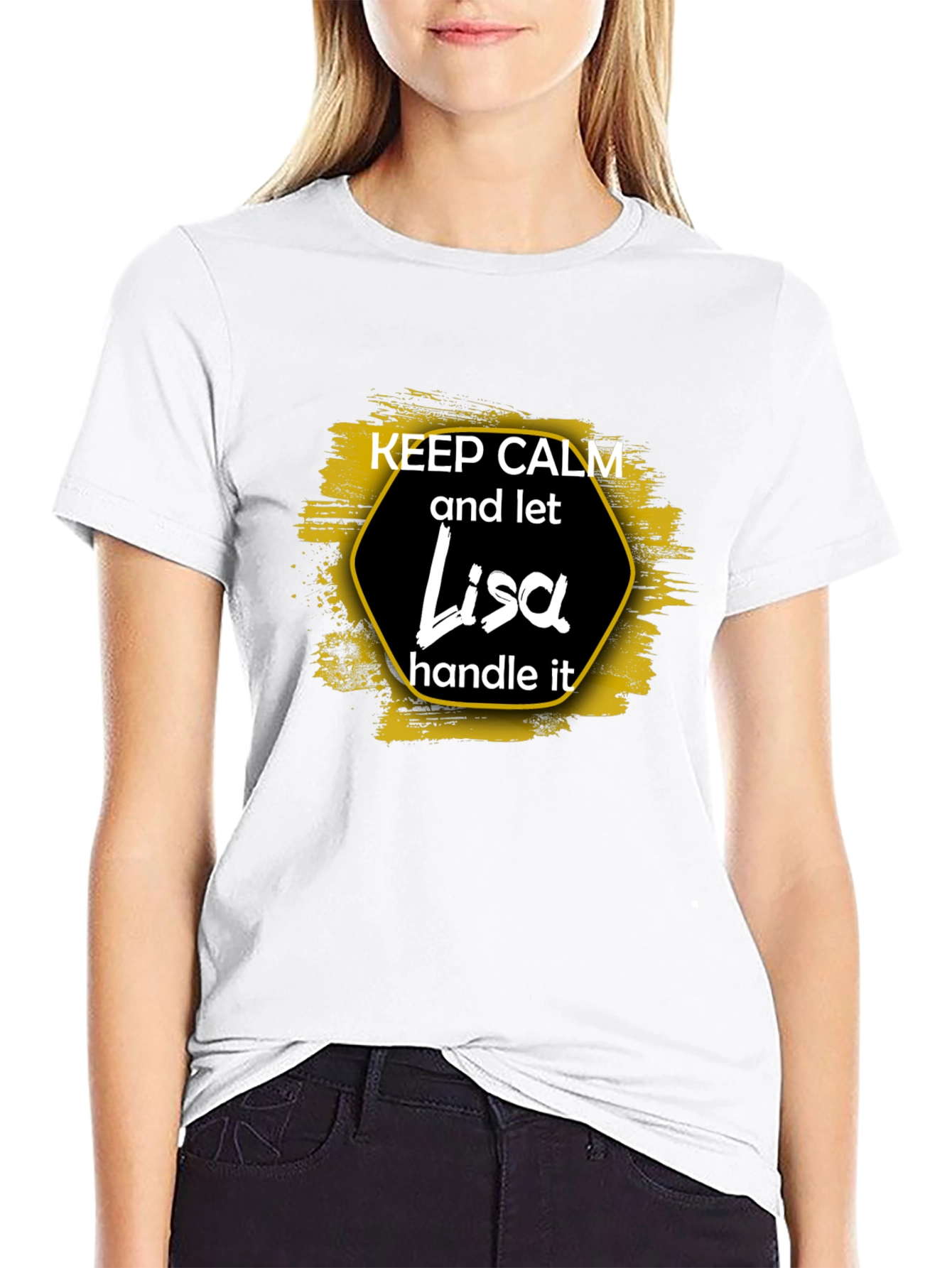 Black Keep Calm Lisa T-Shirt Funny Personalized Gift view 9