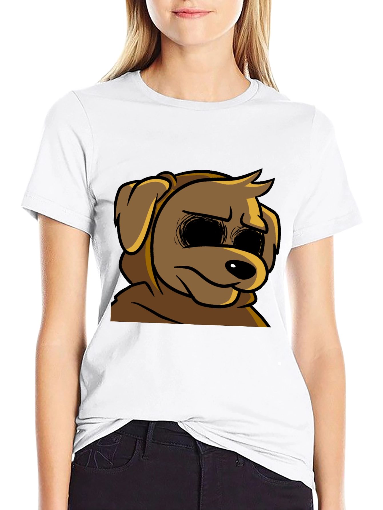Black Cartoon Dog Graphic T-Shirt - Soft Black Tee view 9
