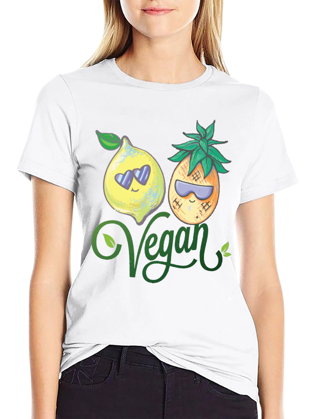 Black Vegan Lemon Pineapple Graphic Tee view 9