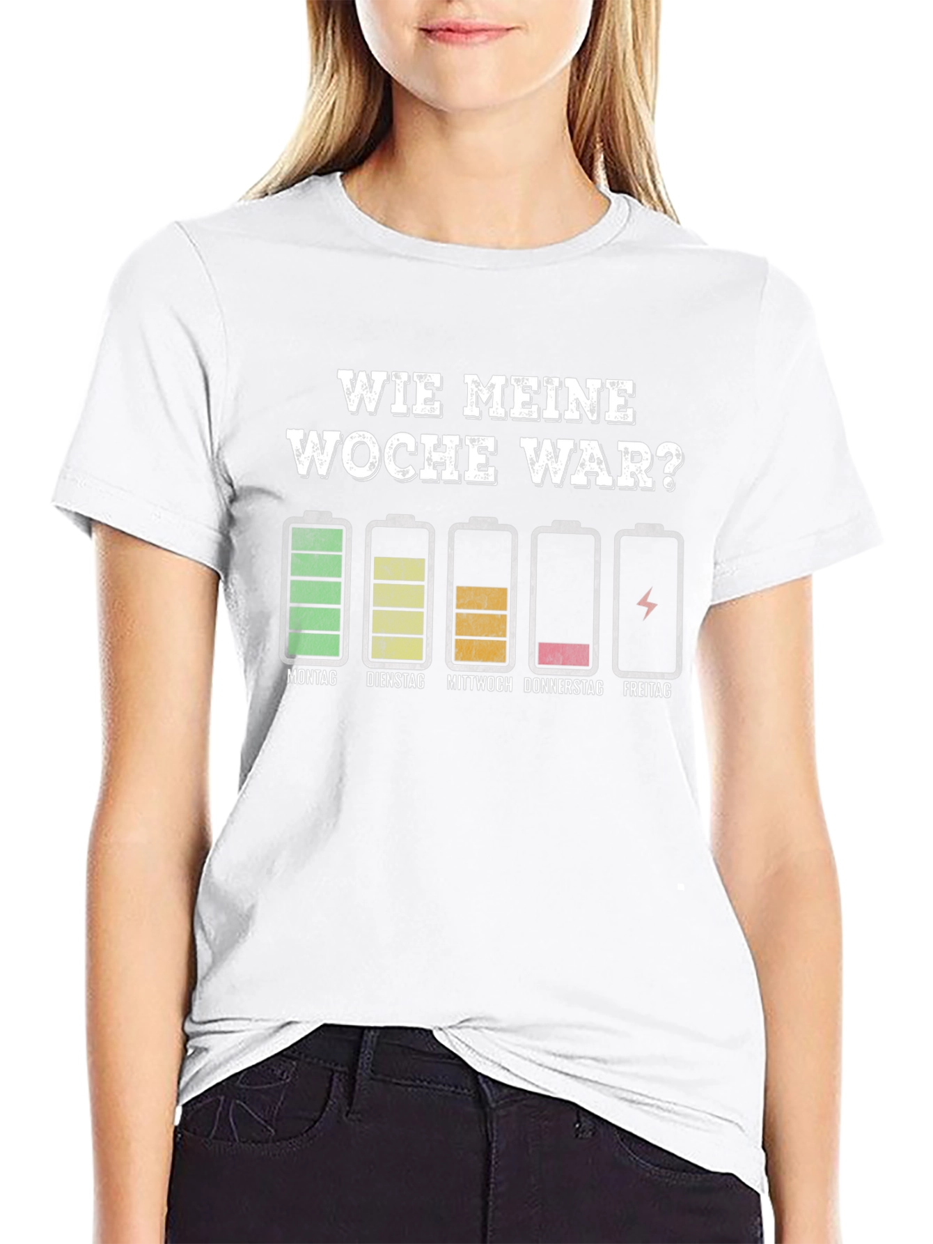 Black Funny Week Battery T-Shirt - German Humor Tee view 9