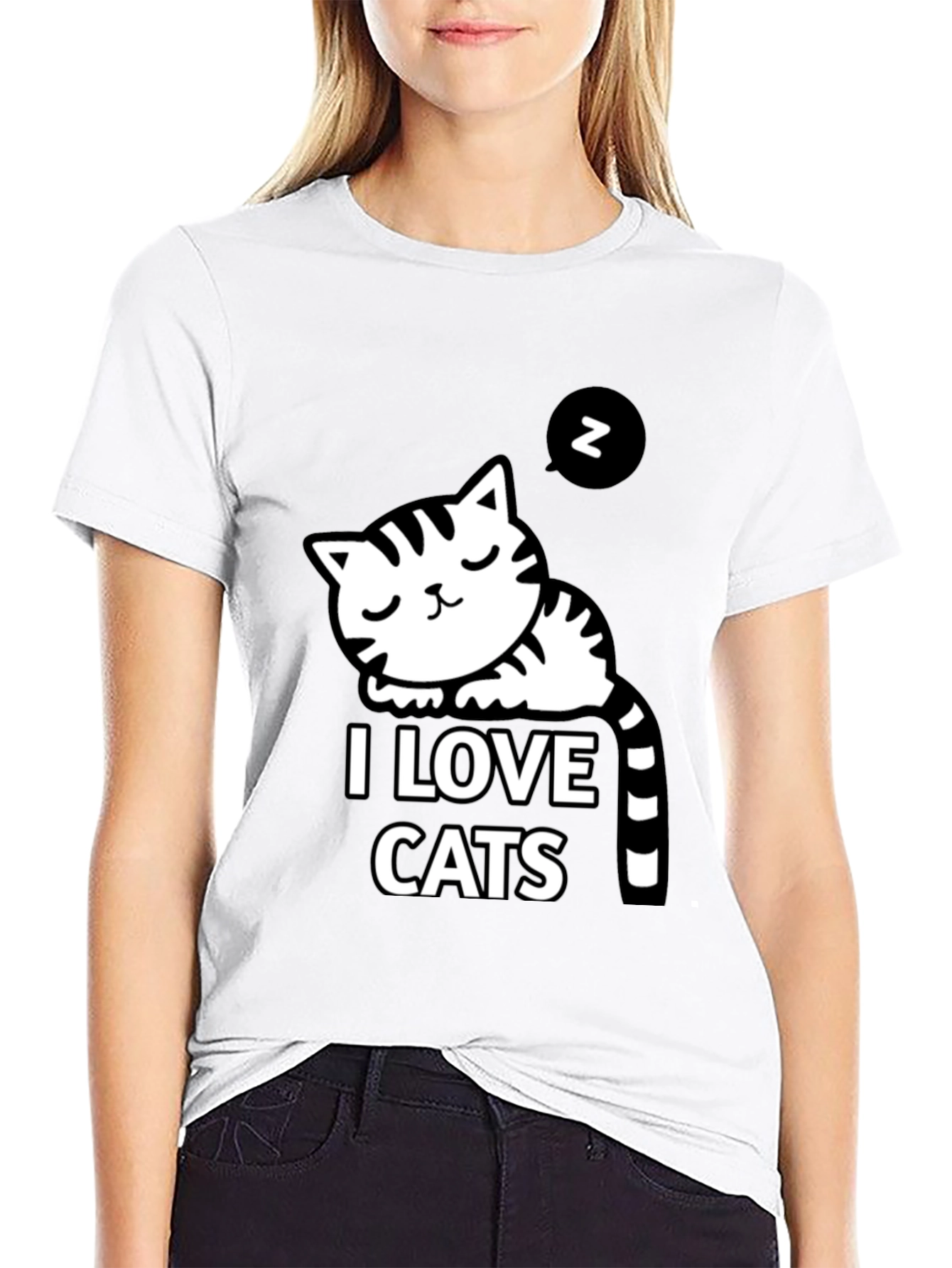 Black I Love Cats Black Graphic T-Shirt view 9