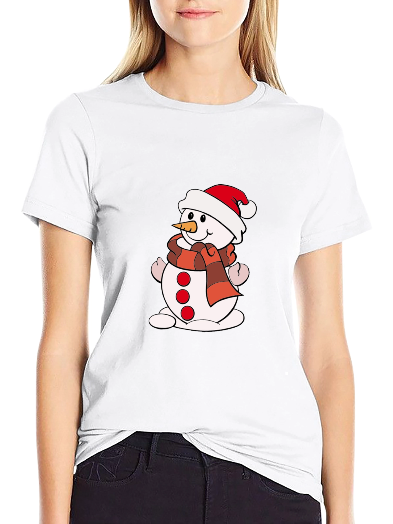Black Festive Snowman Graphic Tee view 9