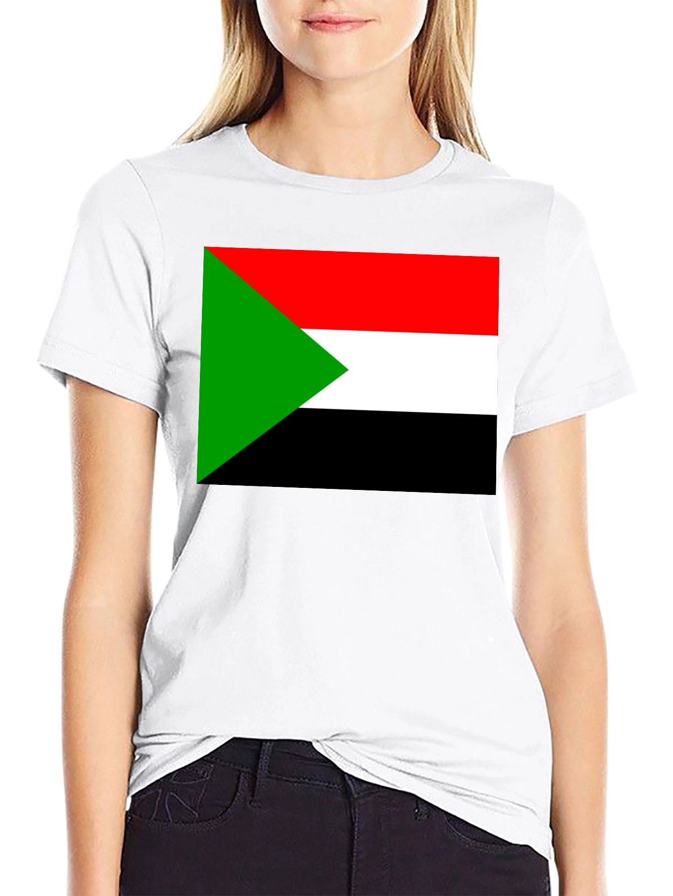 Black Sudan Flag T-Shirt - Black Cotton Tee view 9
