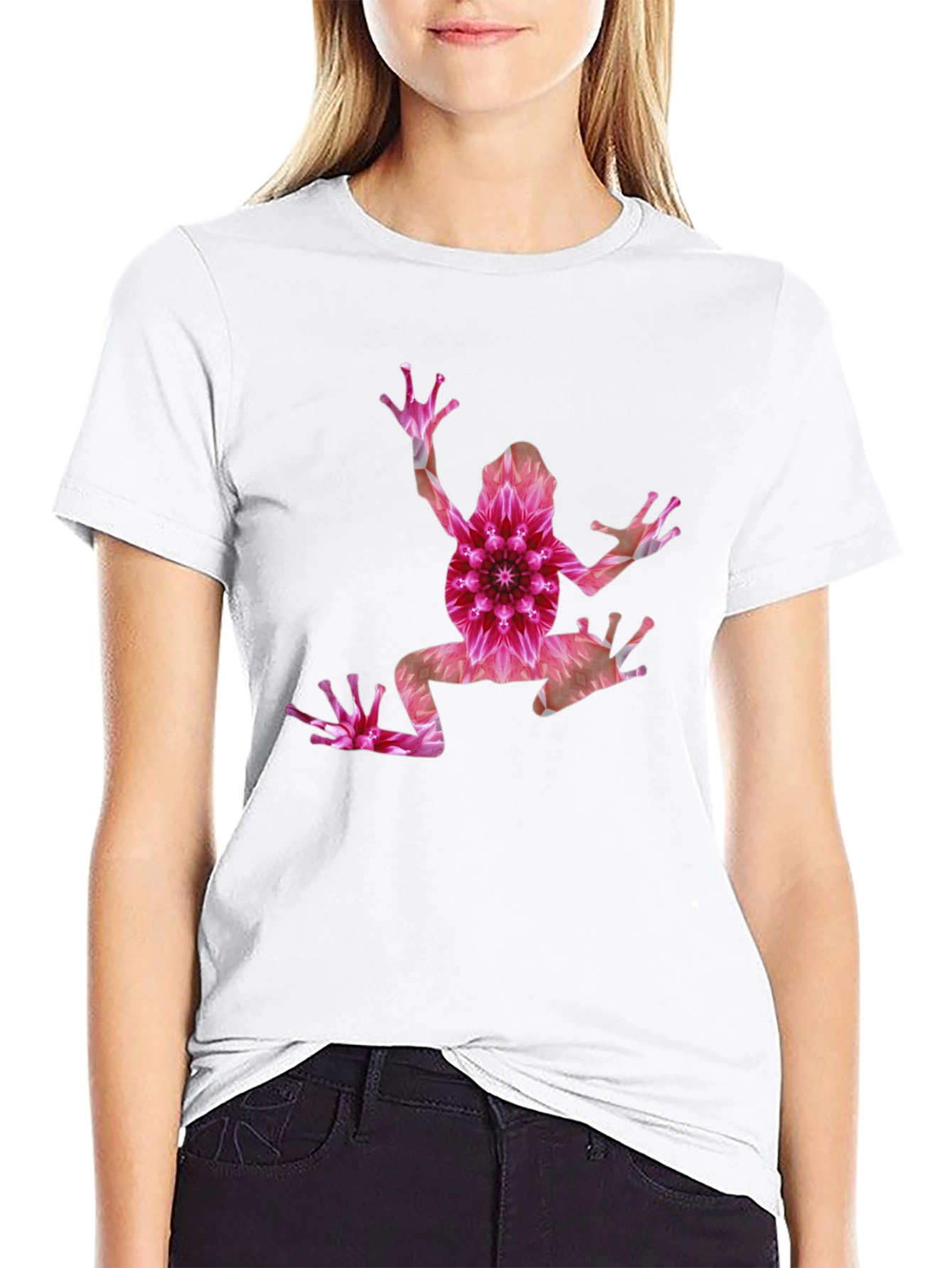 Black Floral Frog Graphic T-Shirt - Modern Style view 9