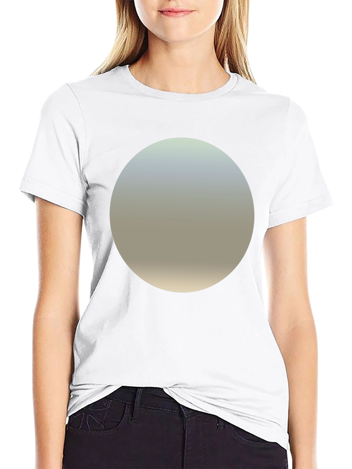 Black Minimalist Black T-Shirt with Gradient Circle Design view 9