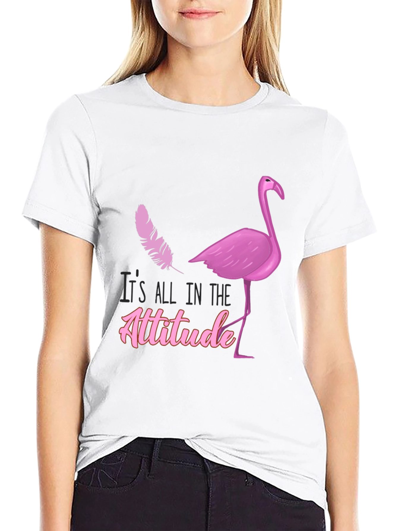 Black Attitude Flamingo T-Shirt - Stylish Graphic Tee view 9