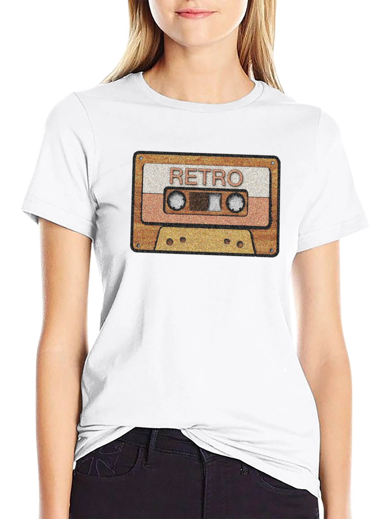 Black Retro Cassette Tape Graphic T-Shirt - Vintage Style Tee view 9