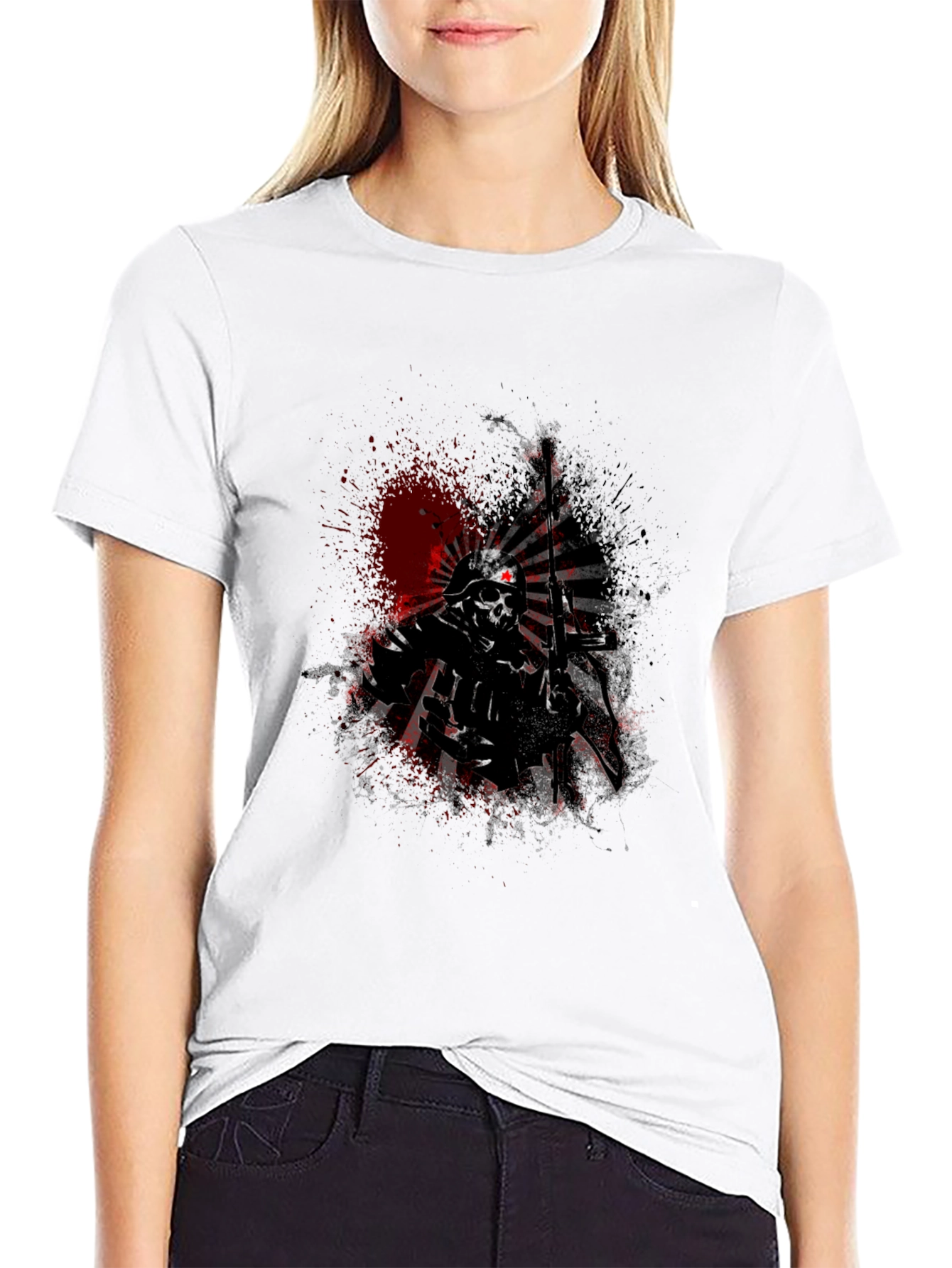 Black Skull Soldier Graphic Tee - Black view 9