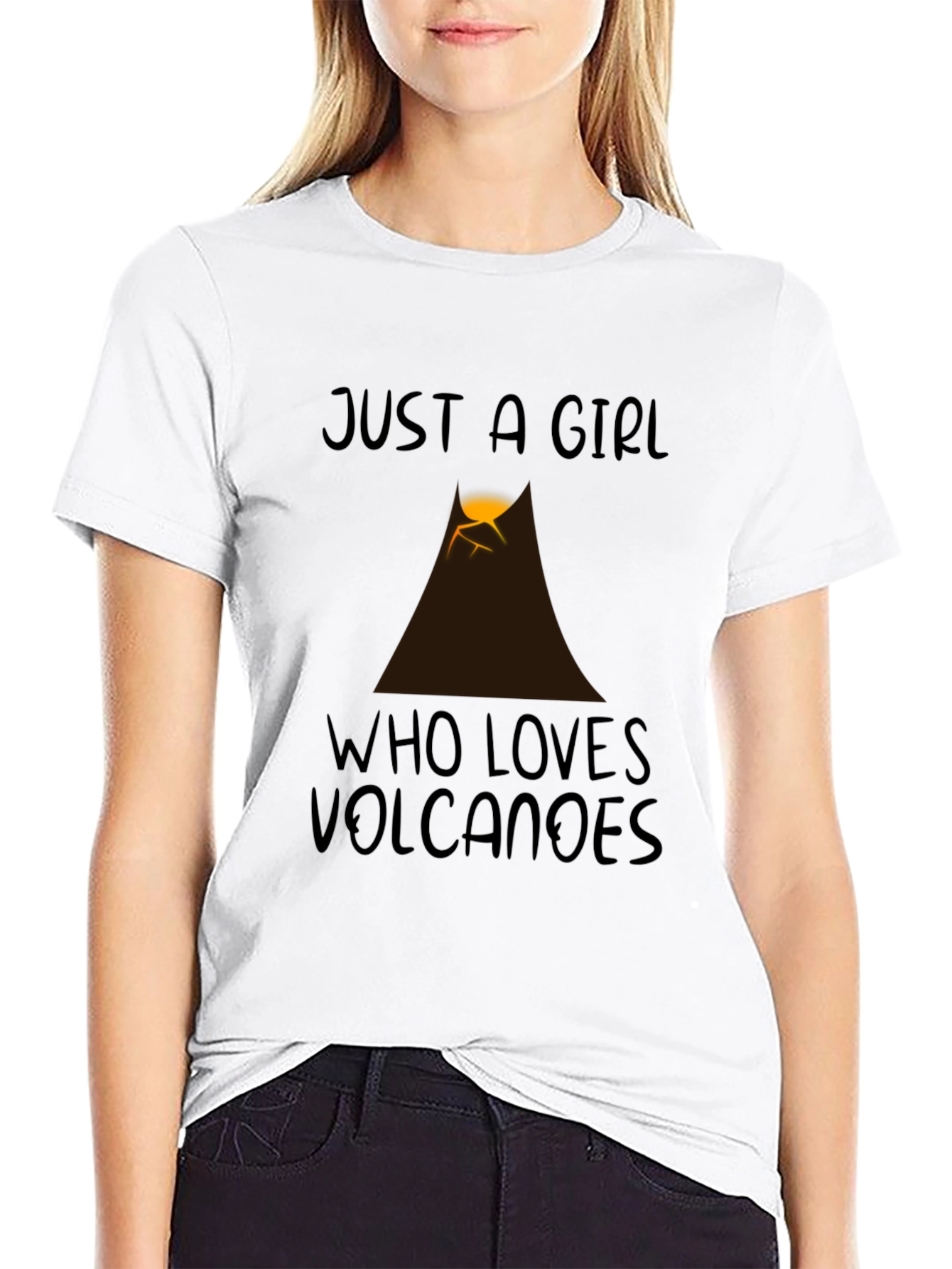 Black Just a Girl Who Loves Volcanoes Graphic Tee view 9