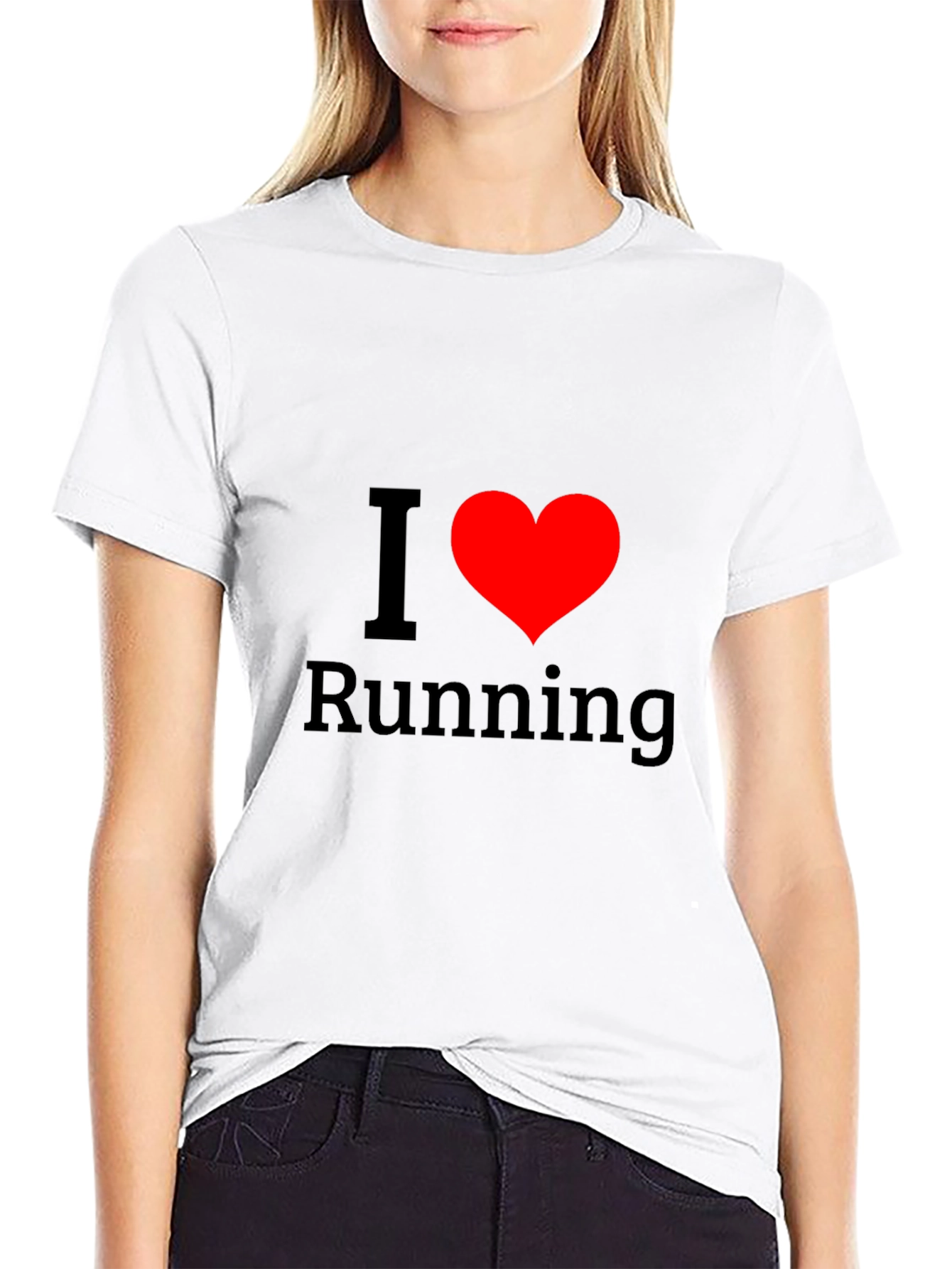 Black I Love Running Black T-Shirt - Heart Design view 9
