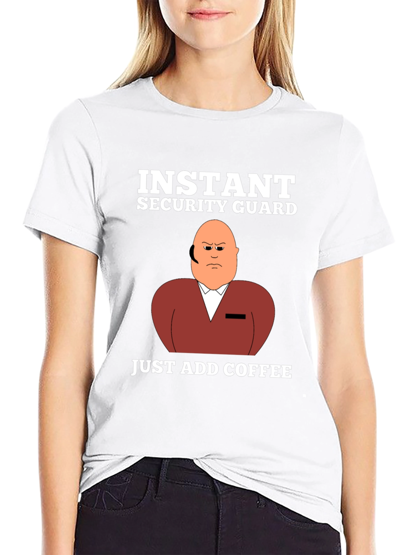 Black Instant Security Guard Funny Graphic T-Shirt view 9