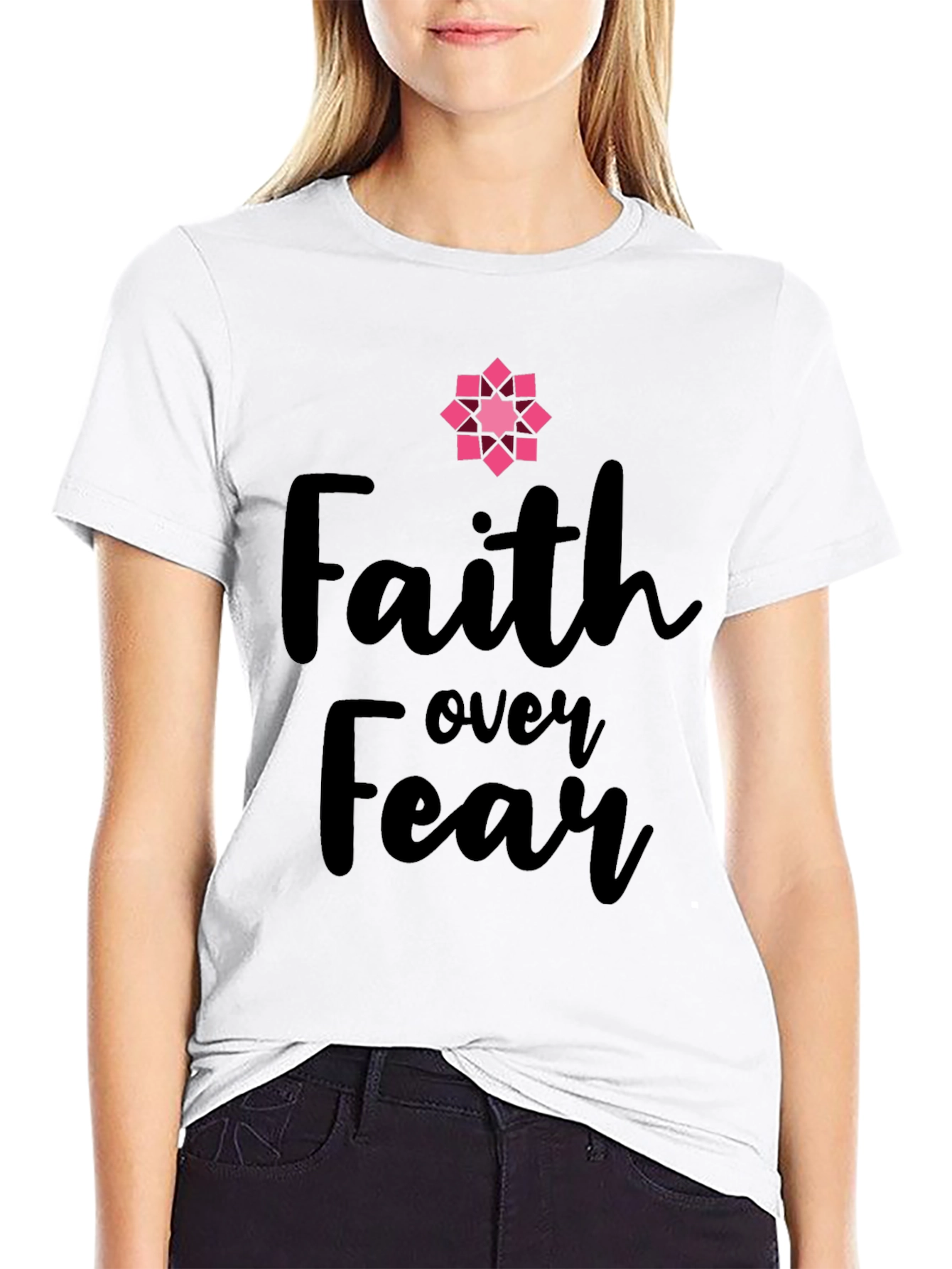 Black Faith Over Fear Graphic Tee - Inspirational T-Shirt view 9