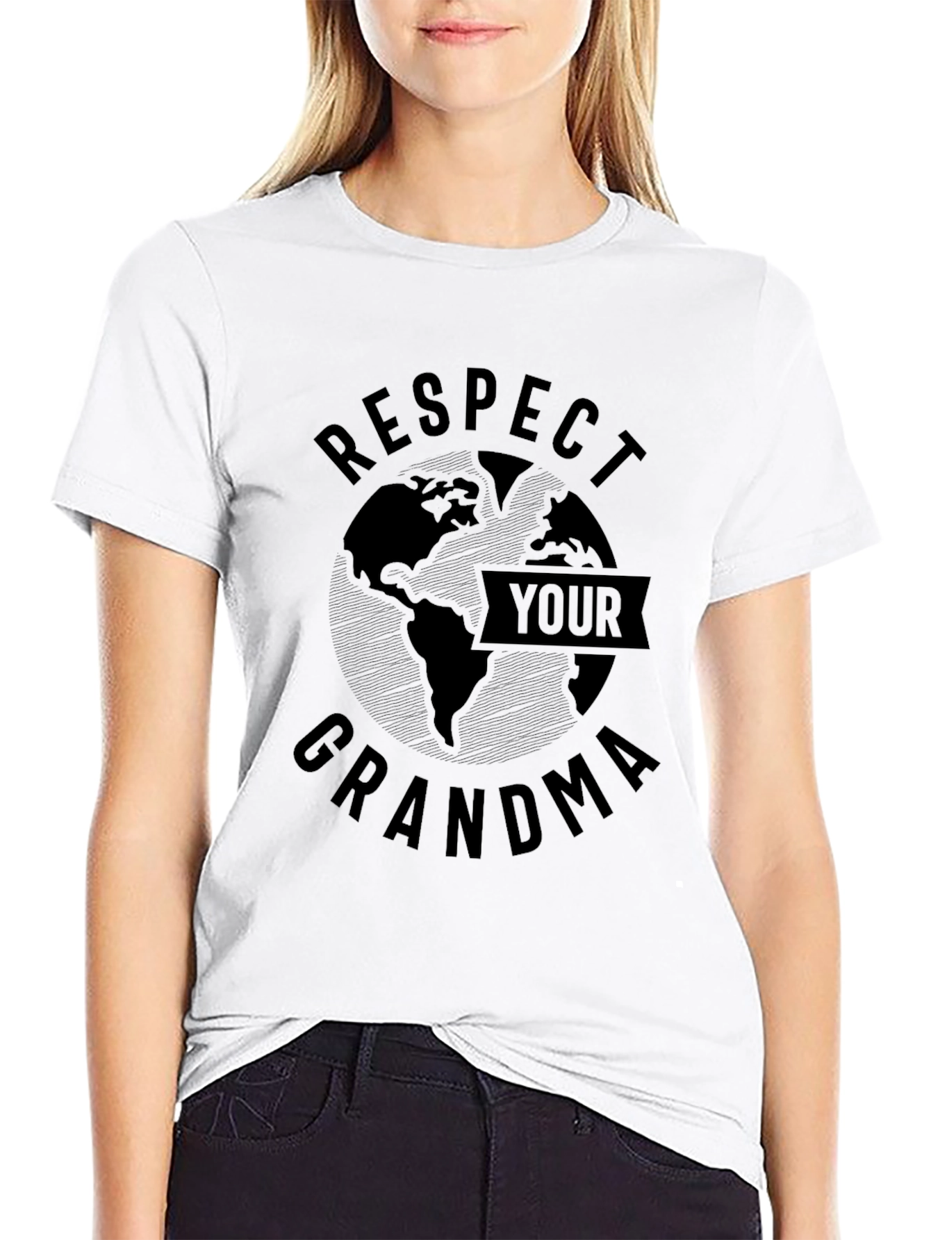 Black Respect Your Grandma Earth T-Shirt view 9