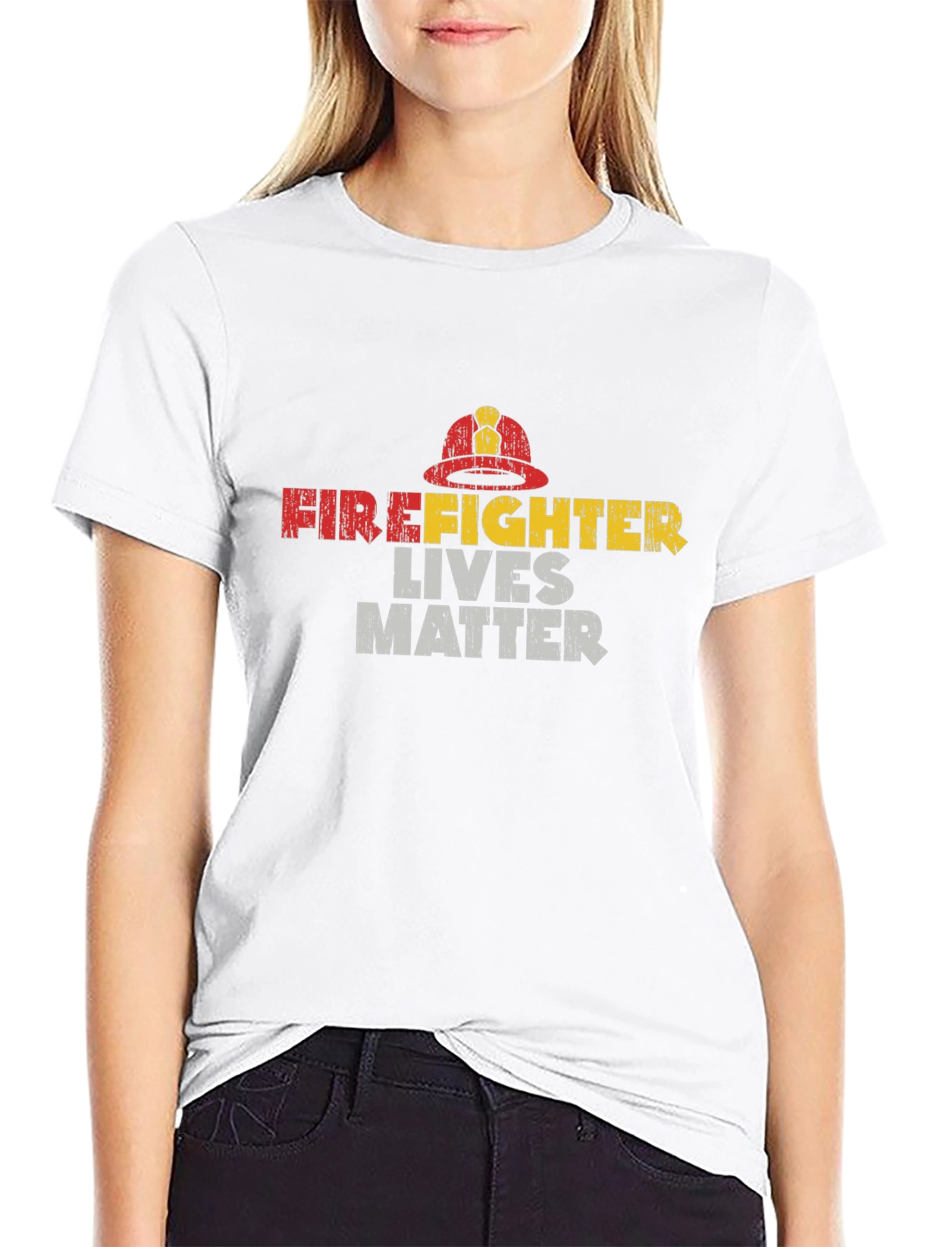 Black Firefighter Lives Matter Graphic T-Shirt view 9
